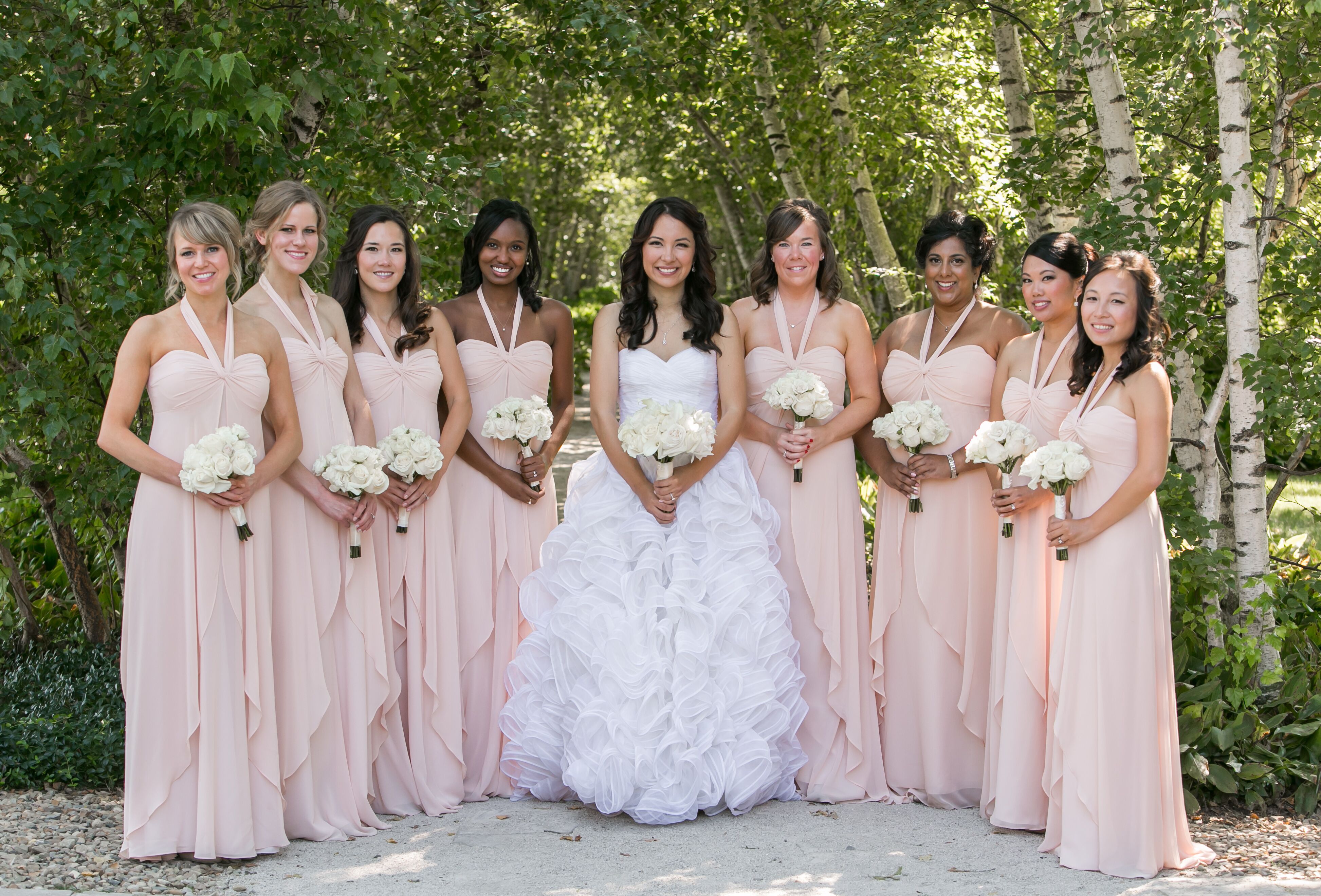 baby pink bridesmaid dress