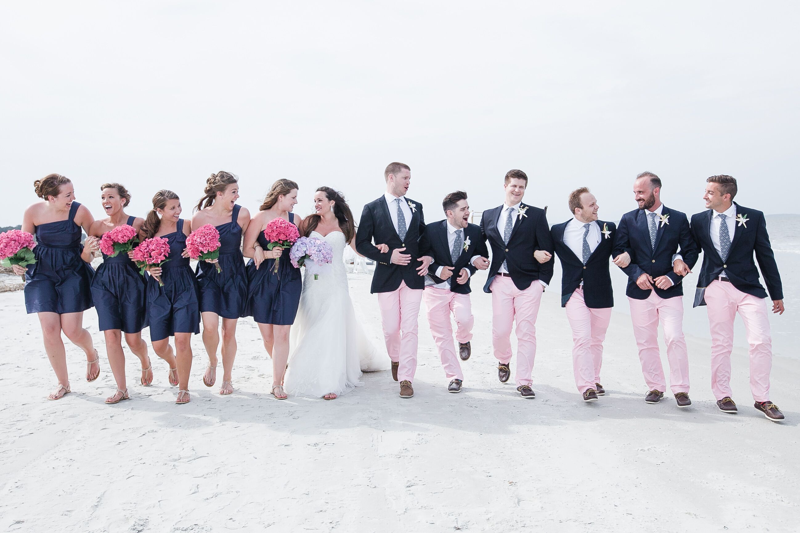 Navy blue and shop pink wedding party