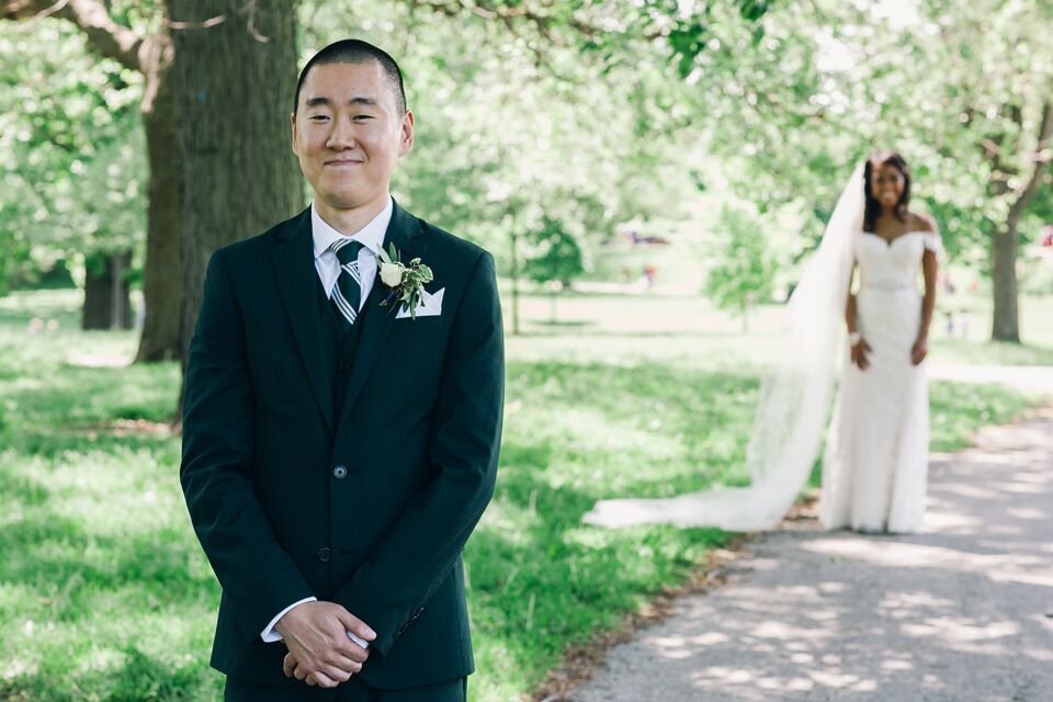 Dark Green Groom's Suit