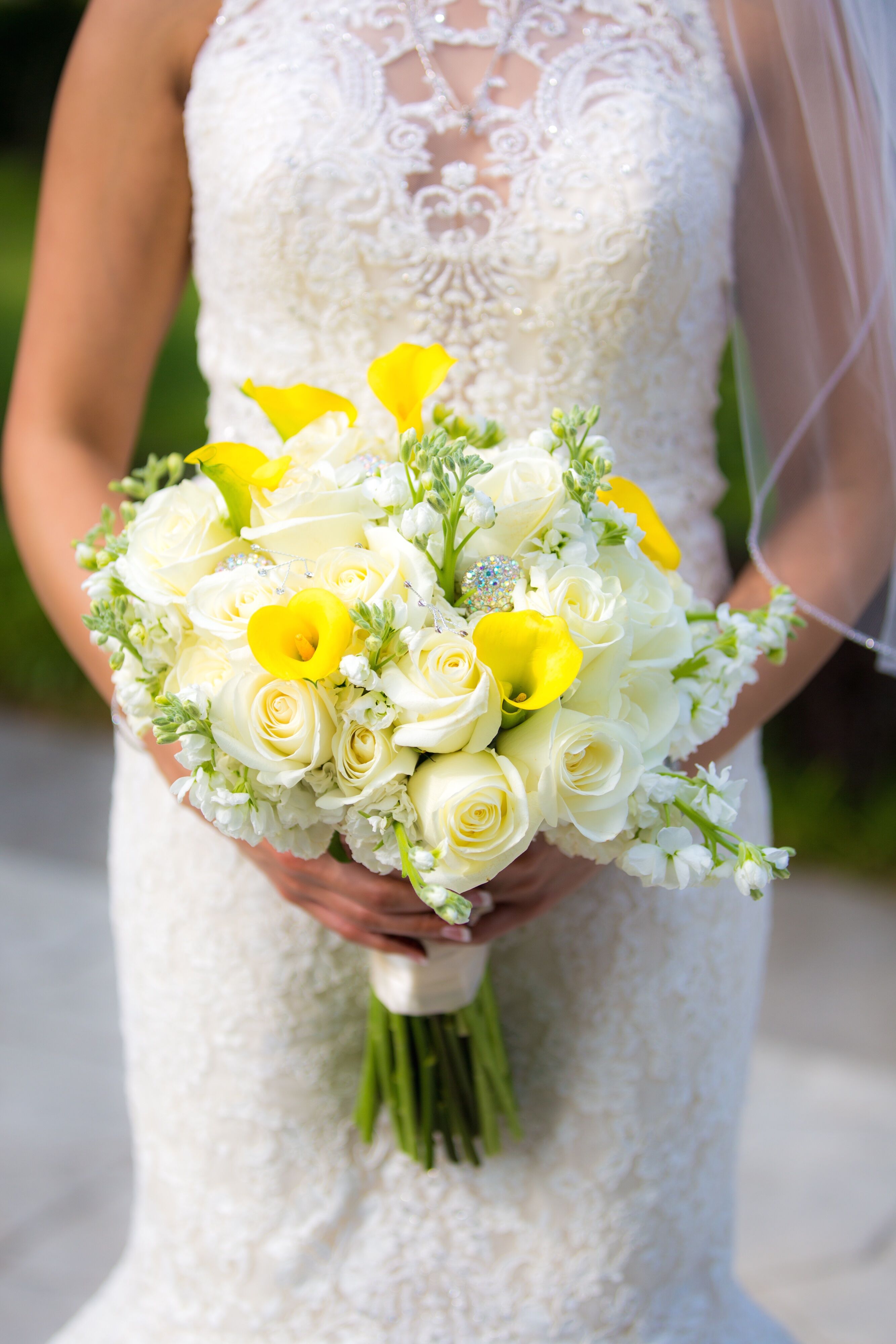 yellow and white wedding dress