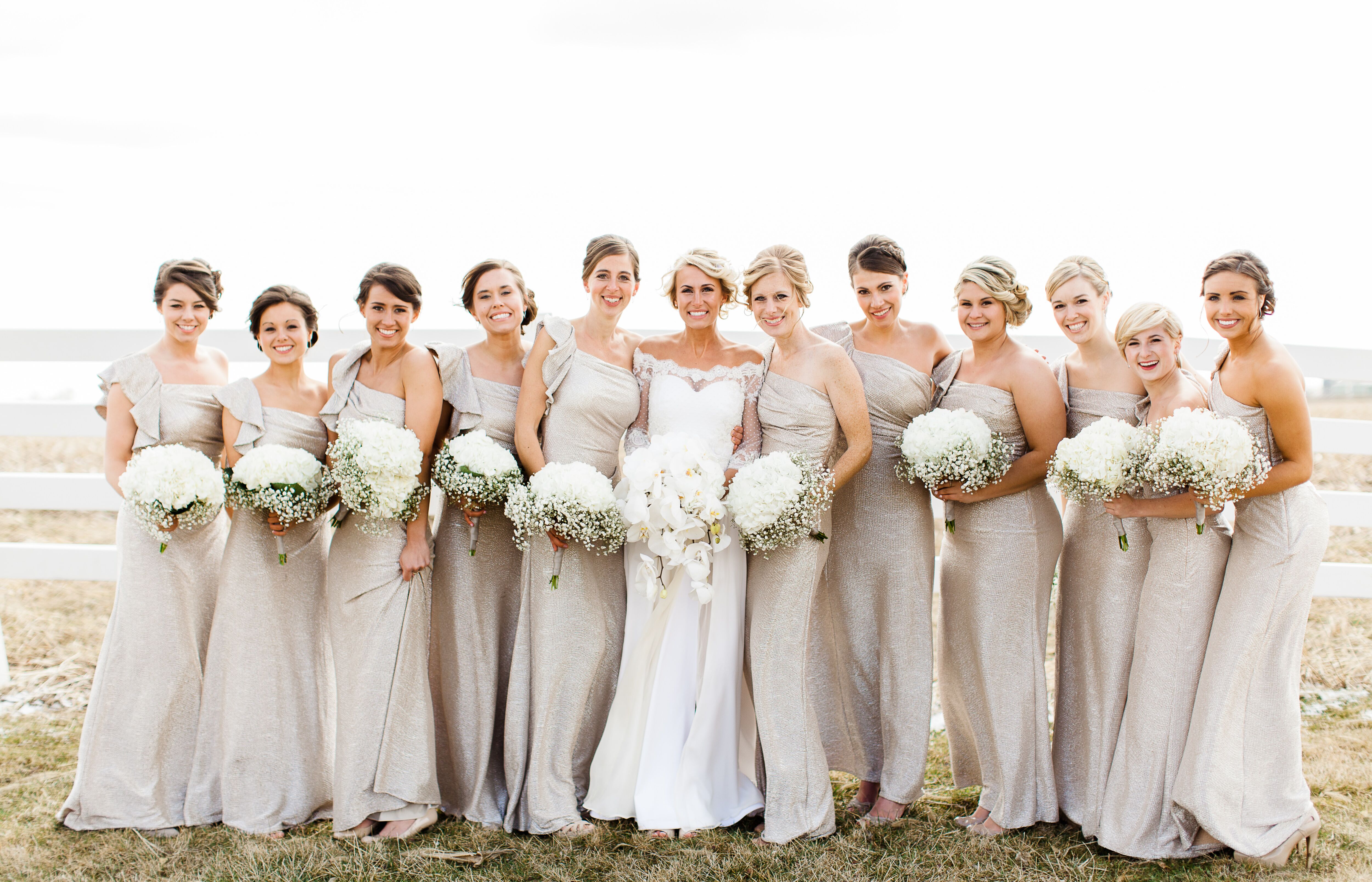 OneShoulder ChampagneColored Bridesmaid Dresses