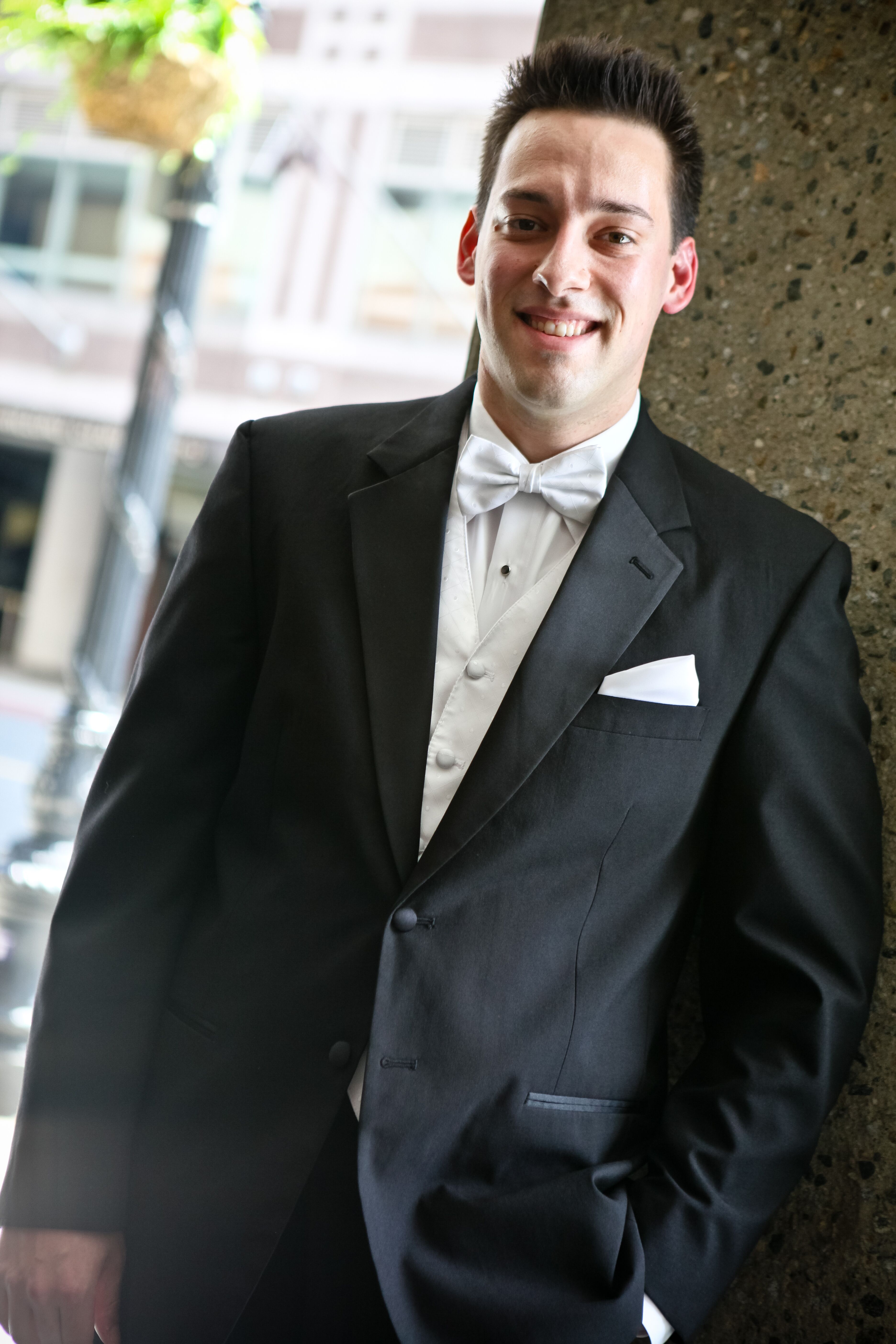 Black Tuxedo with White Bow Tie