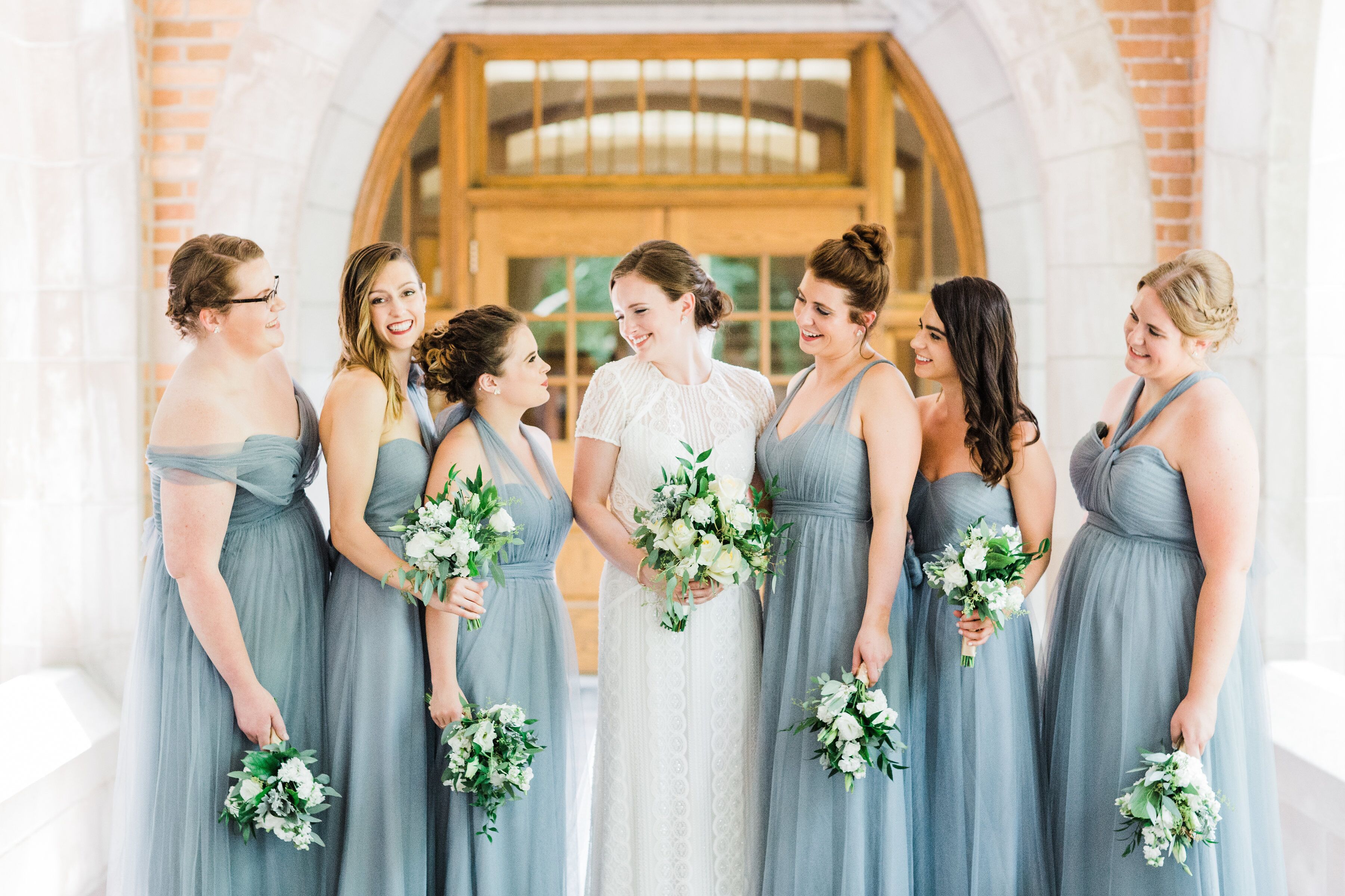 Slate blue sales bridesmaid dress