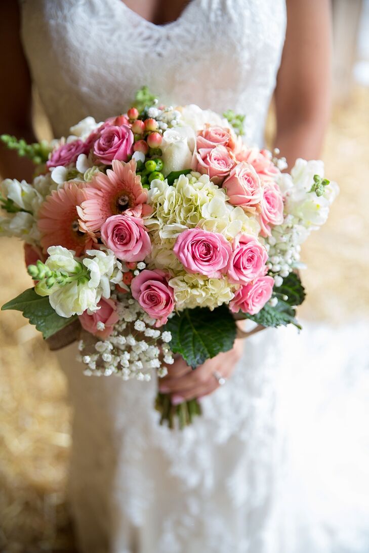 Pink Rose and Gerbera Daisy Bridal Bouquet