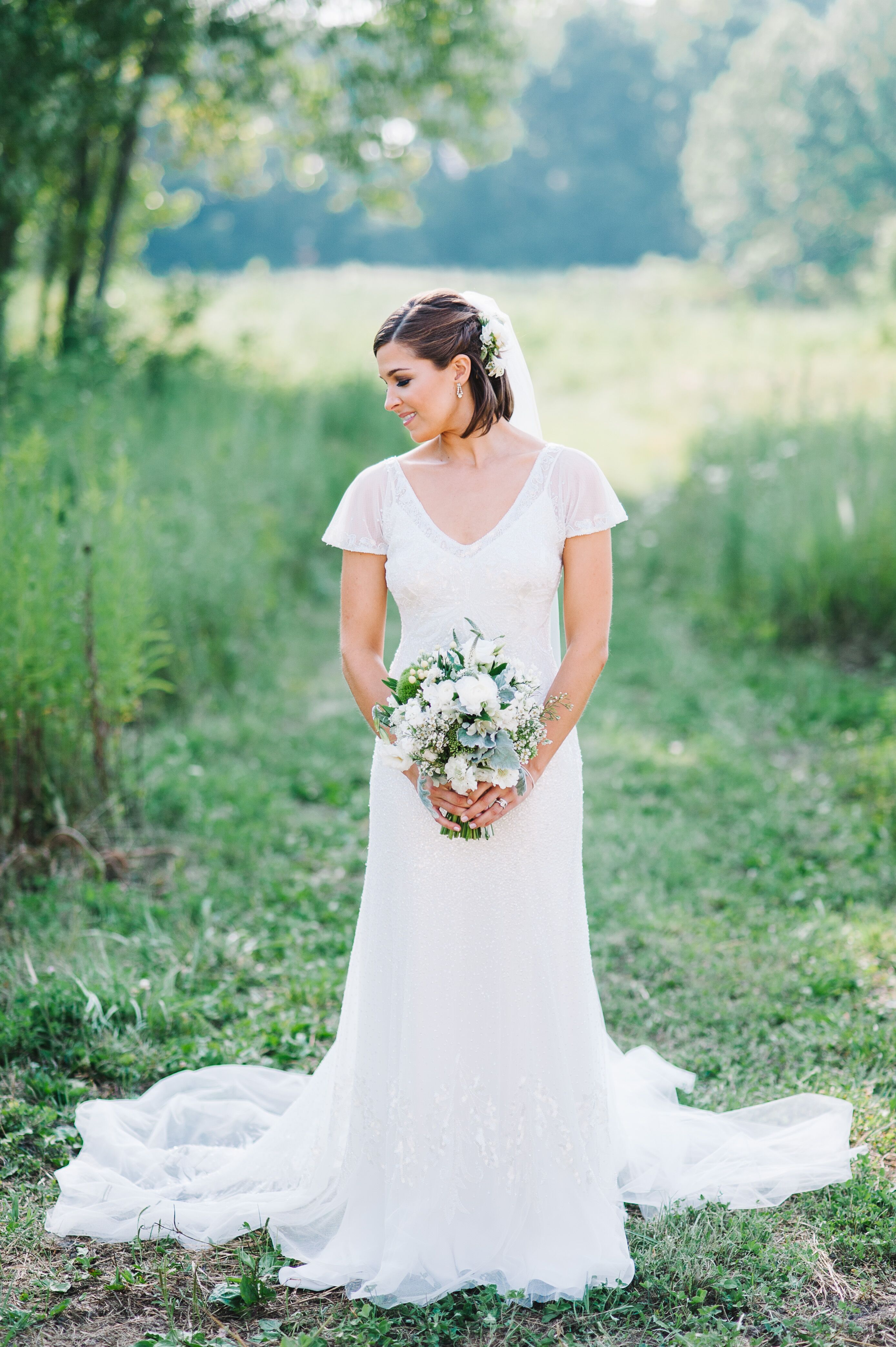 Short Half-Up Hairstyle with Veil