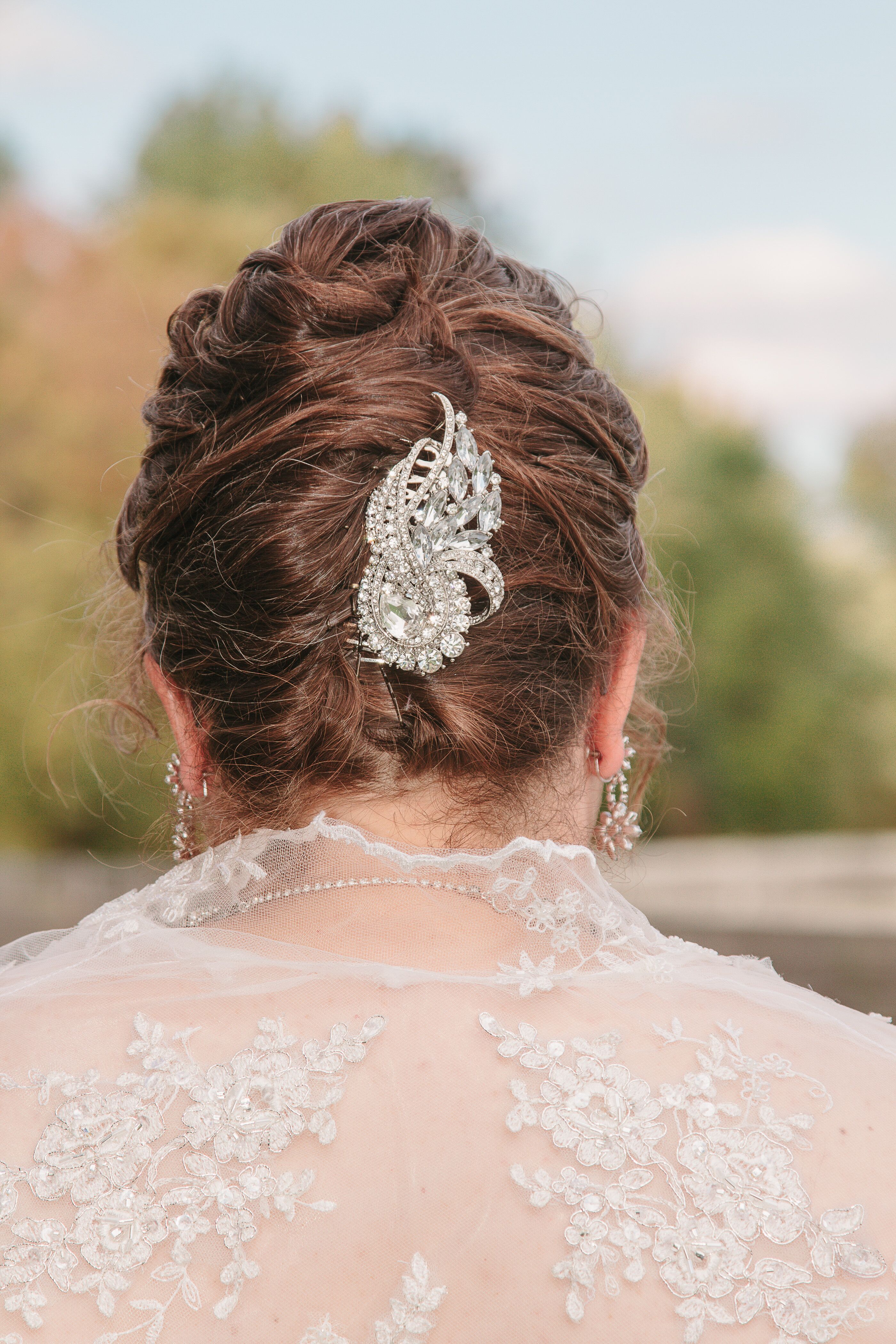 Bridal Updo with Rhinestone Hairpiece