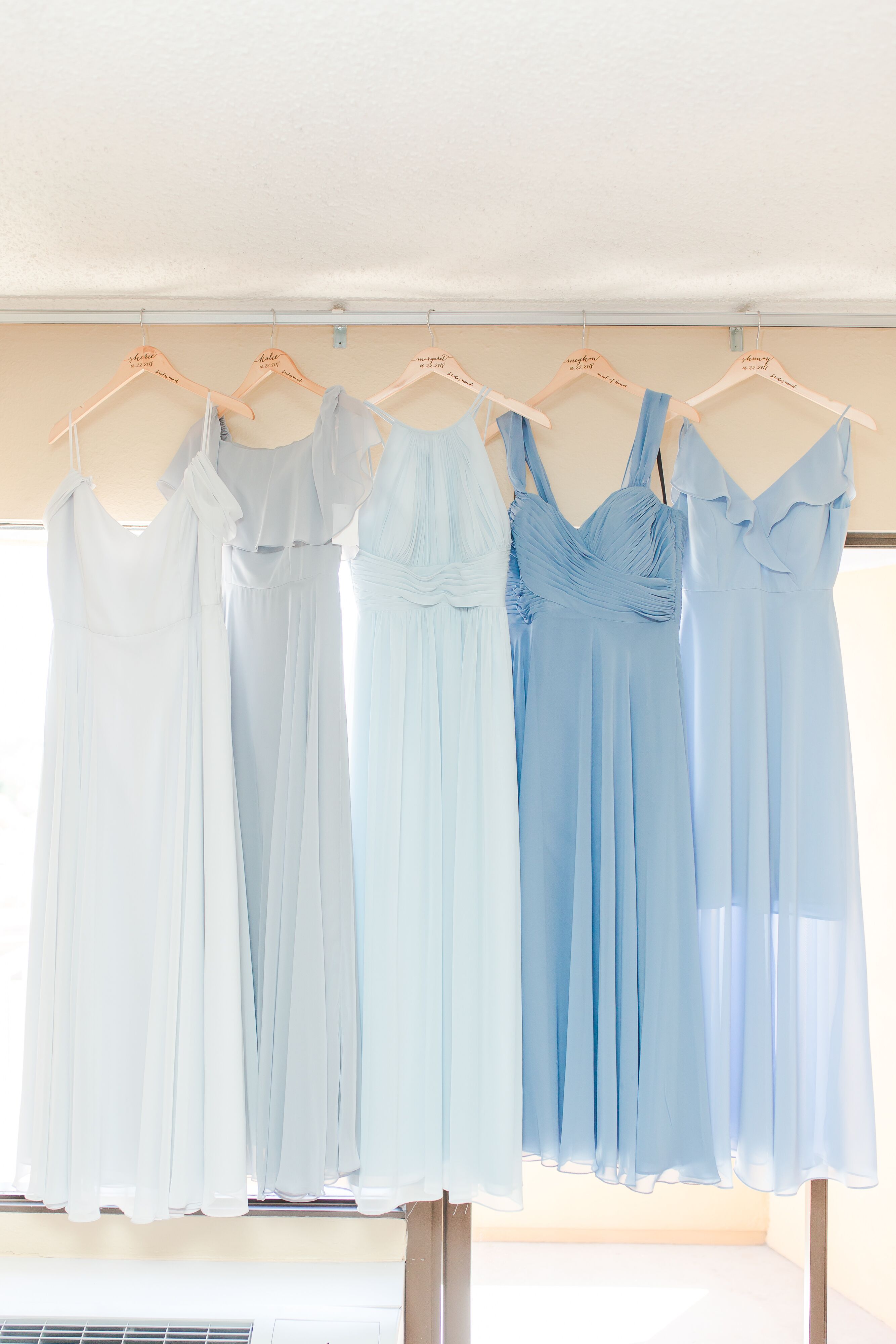 Pale-Blue, Mismatched Bridesmaid Dresses