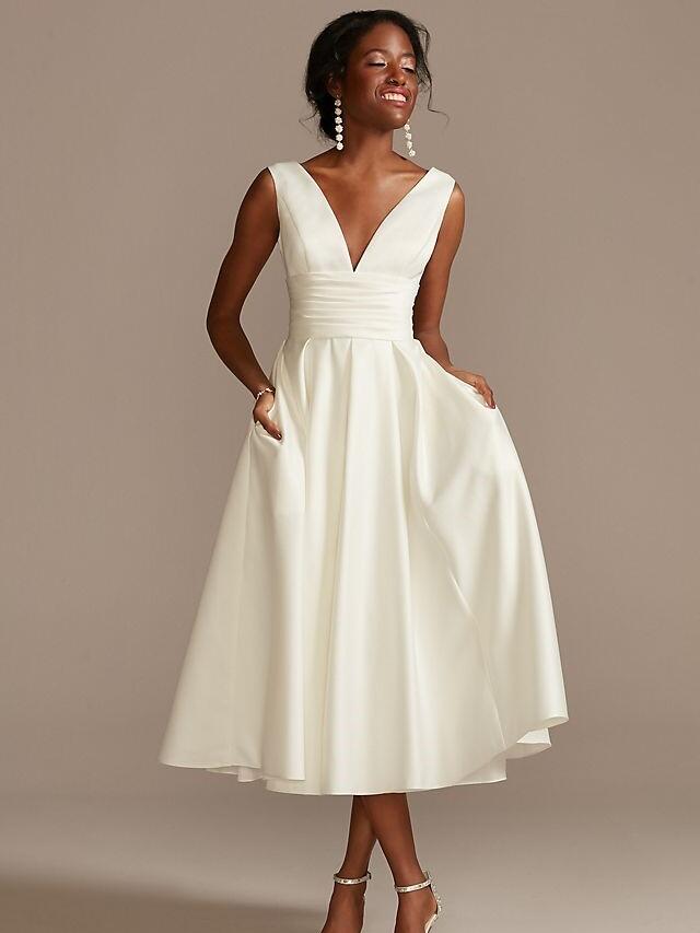casual dress for courthouse wedding Jane Summers Lisa Short Sleeve White Bridal Shower Courthouse And Civil Wedding Dress 2 / White , female , adult