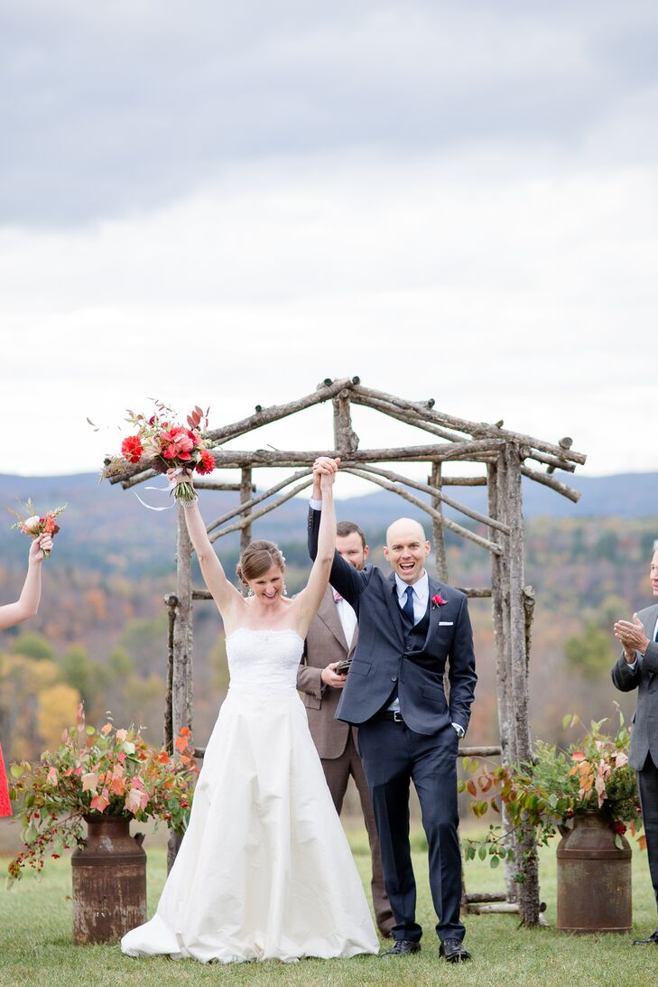 Excited Bride And Groom Recessional