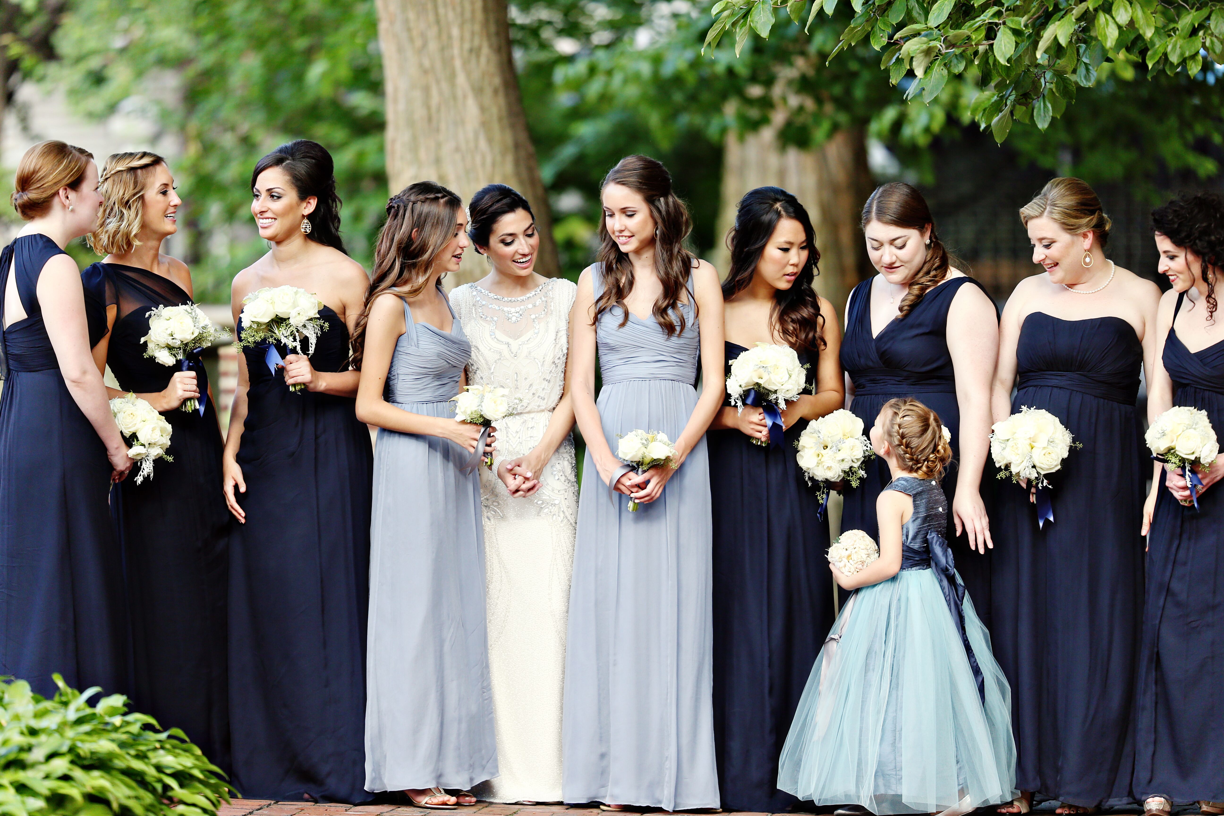 Navy blue store bridal party