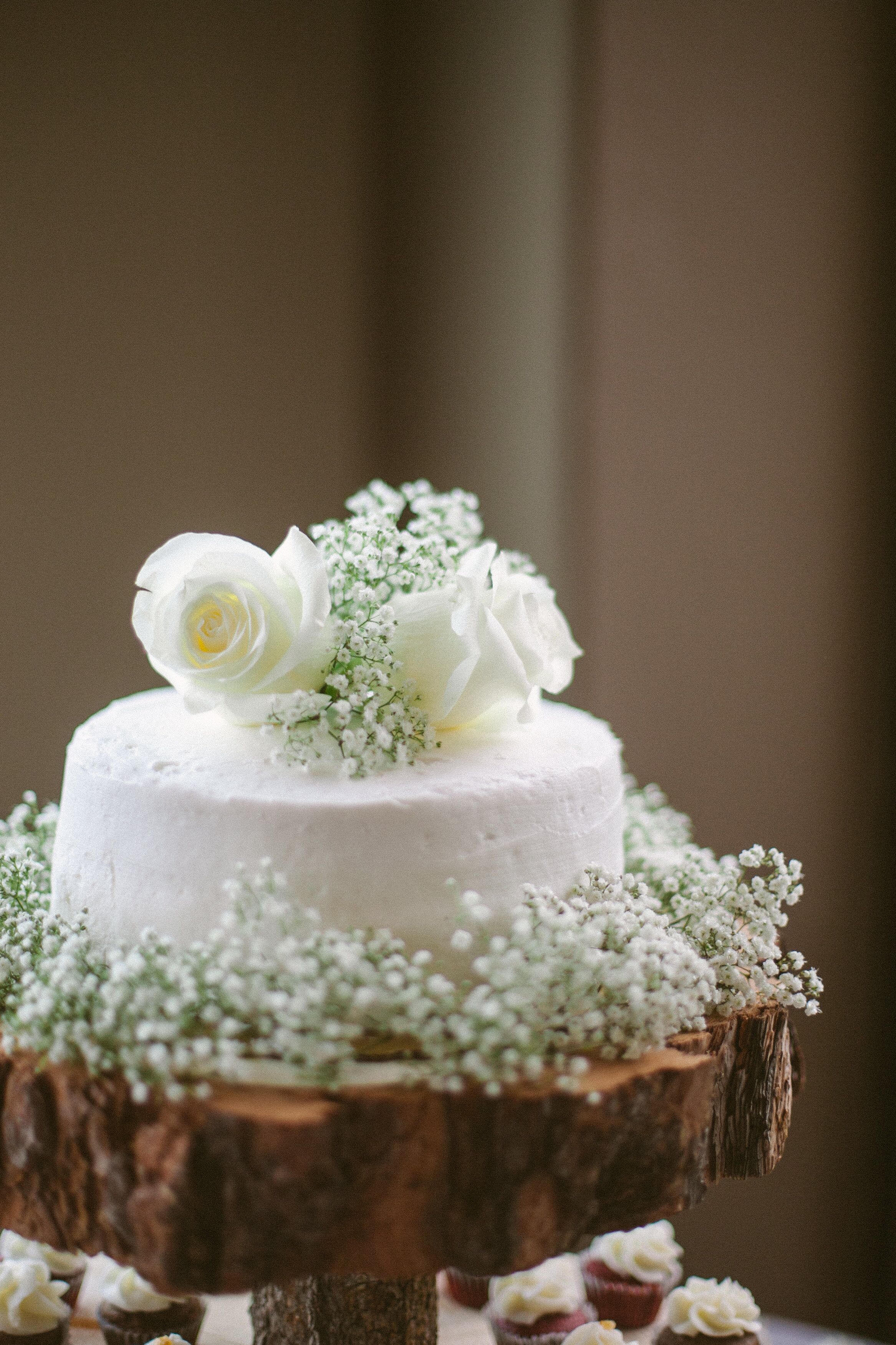 One Tier White Buttercream Wedding Cake