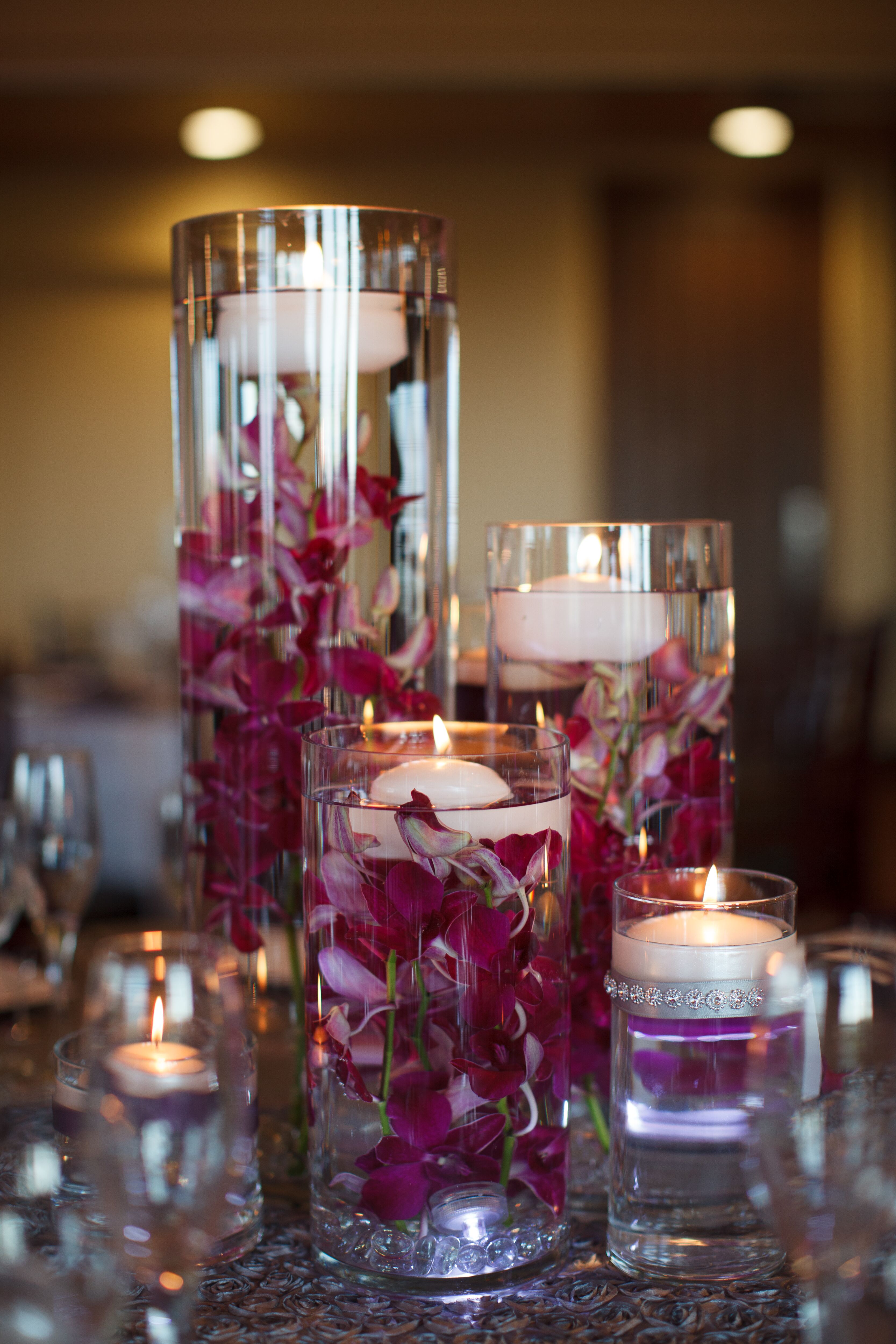 Lavender Roses, White Hydrangea Romantic Wedding Centerpieces
