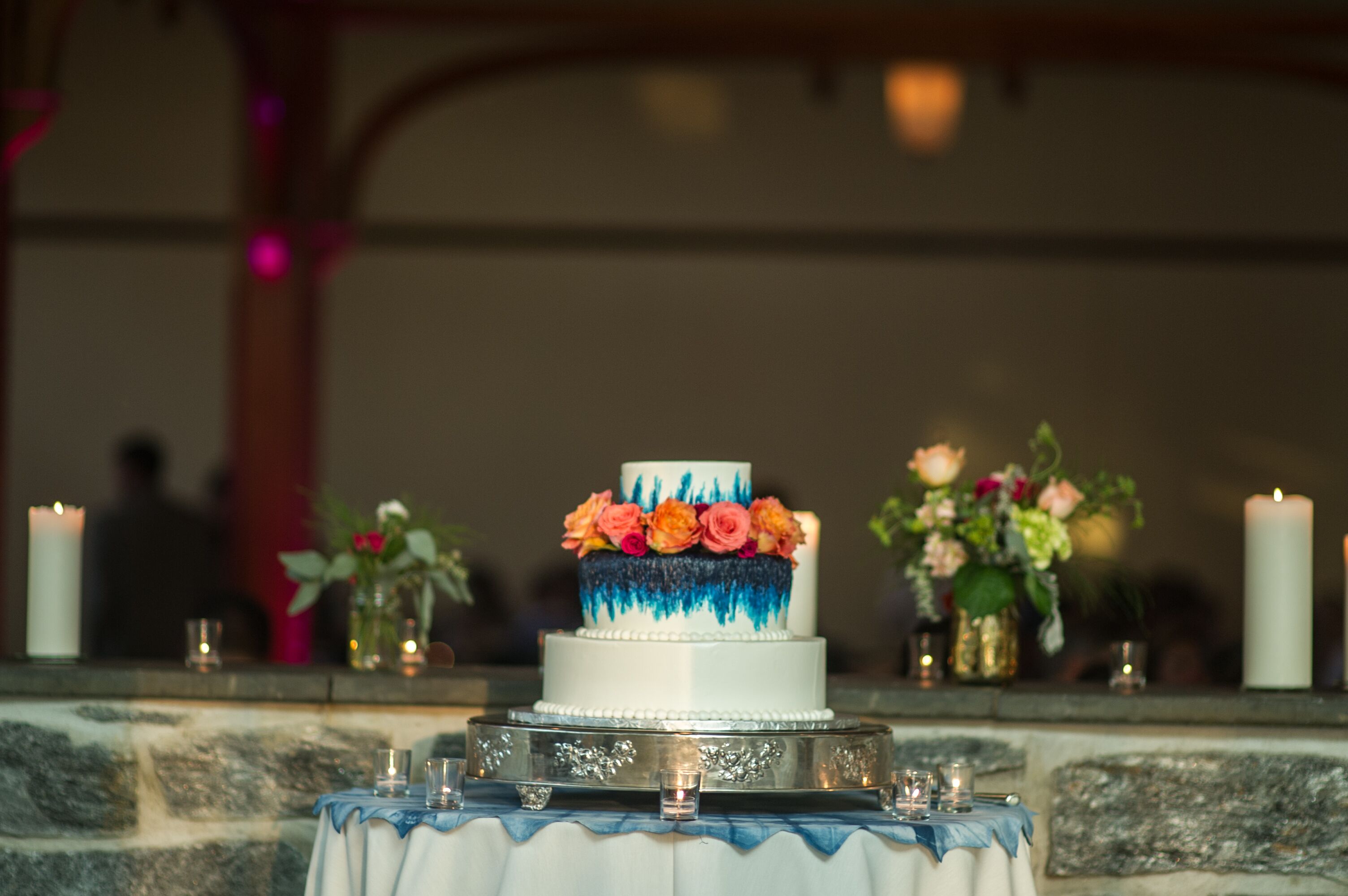 Blue Tie Dye Inspired Wedding Cake