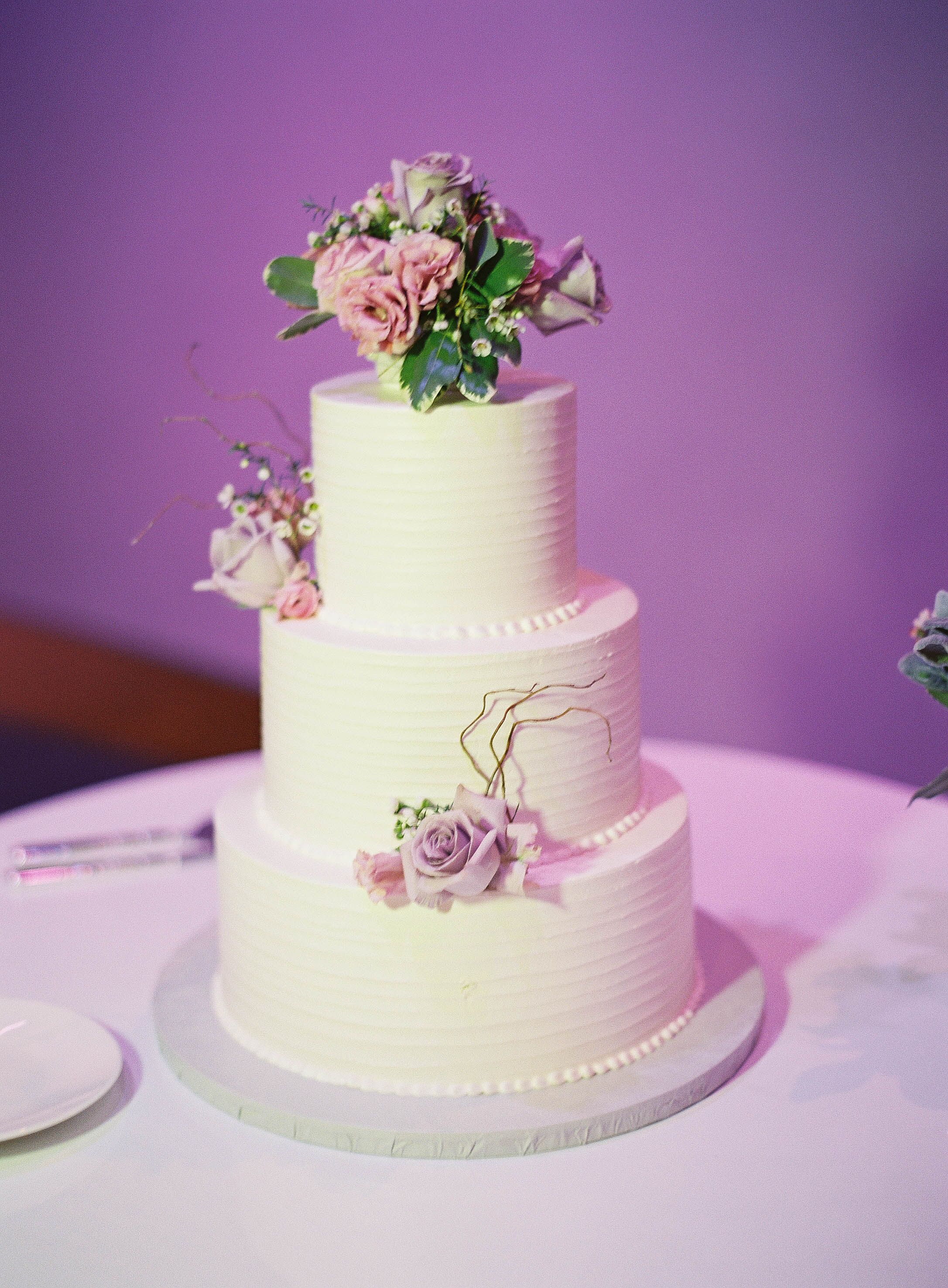 Fresh Flower-Topped Wedding Cake