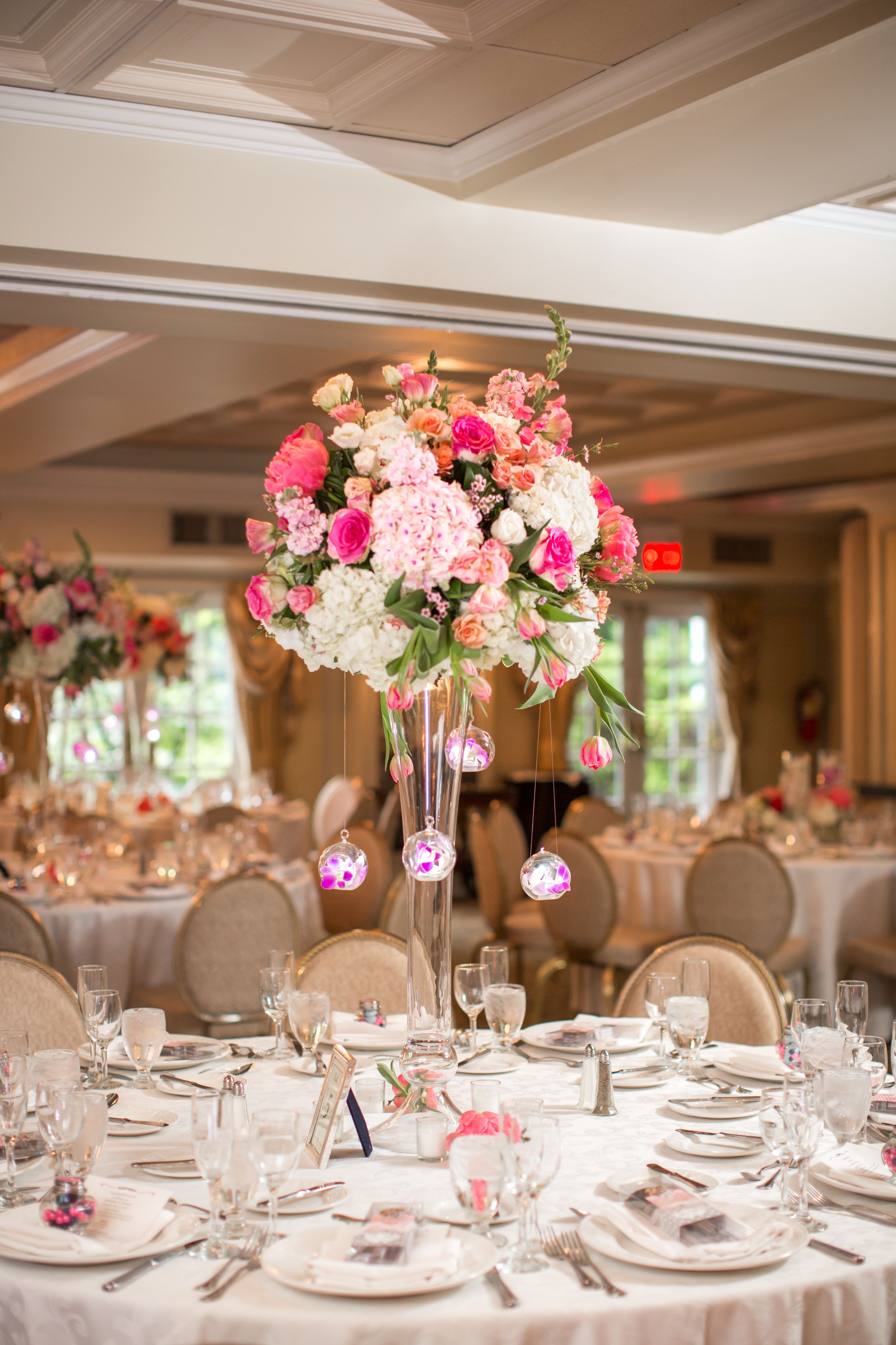 Tall Pink and White Centerpieces