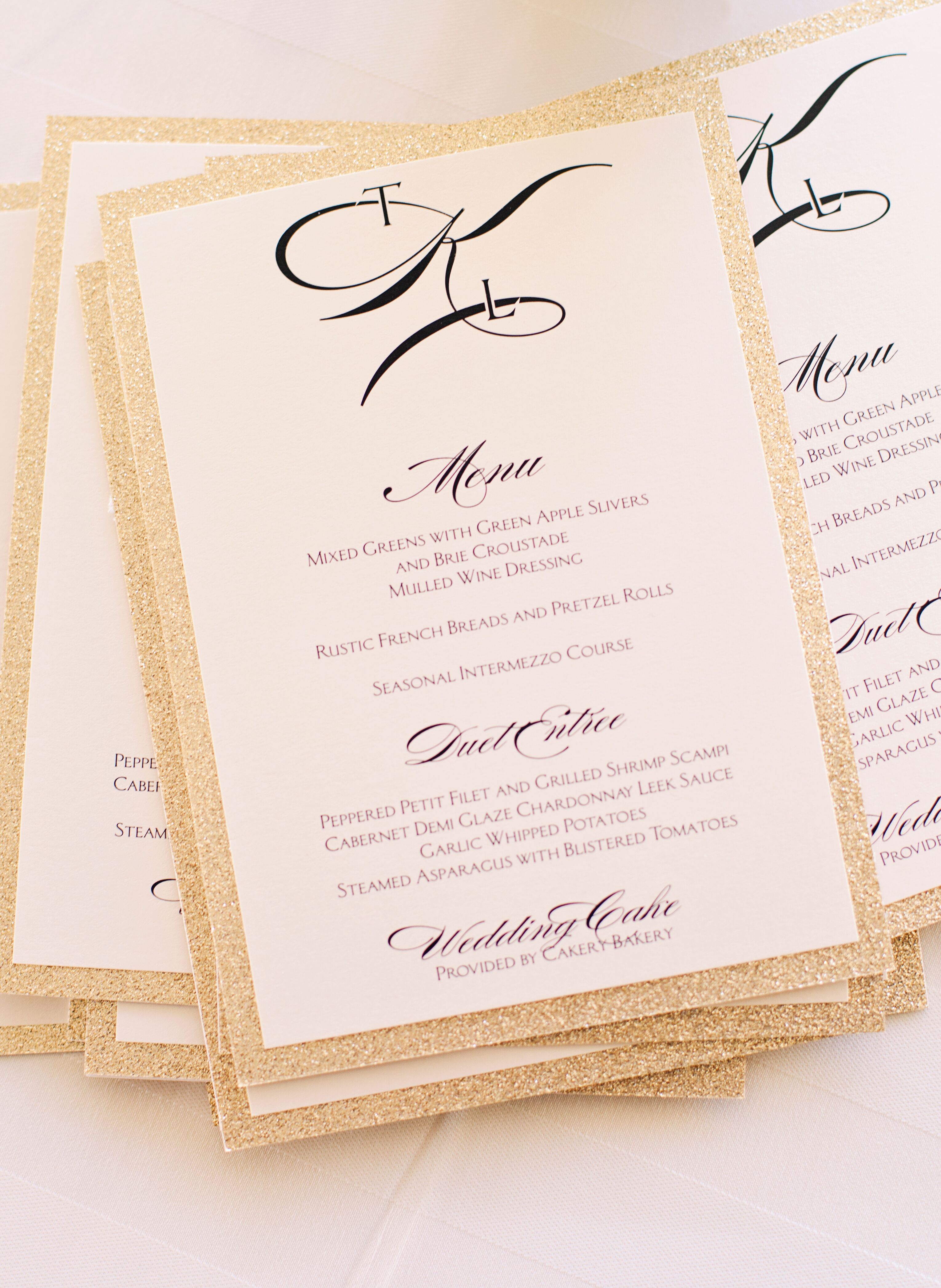 Black White and Gold Menu Cards