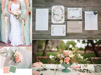 Wedding color inspiration for a peach and sage palette