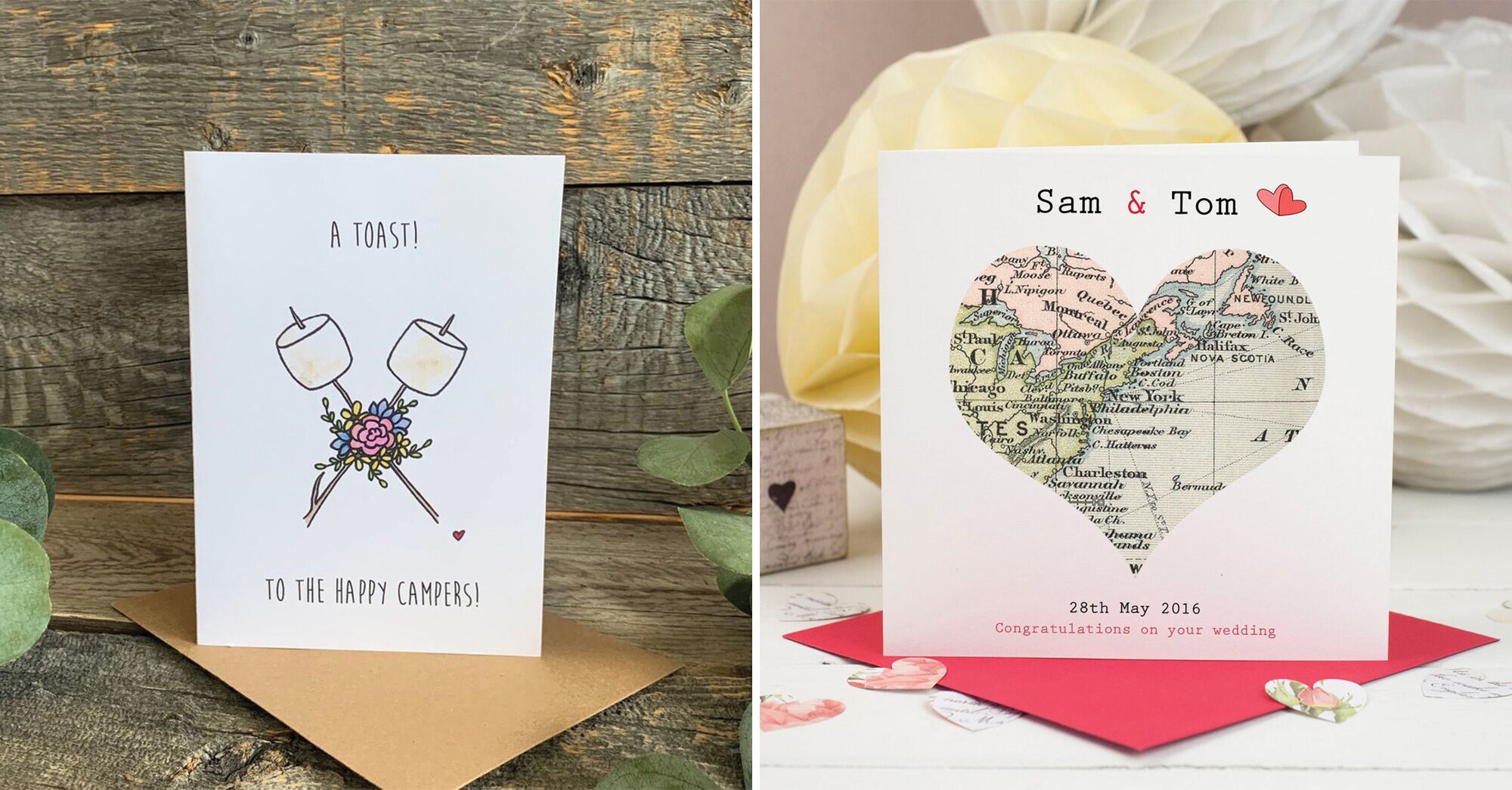 Wedding Card Personalised  Congratulations to the bride and groom  Newlyweds Printed modern greetings card