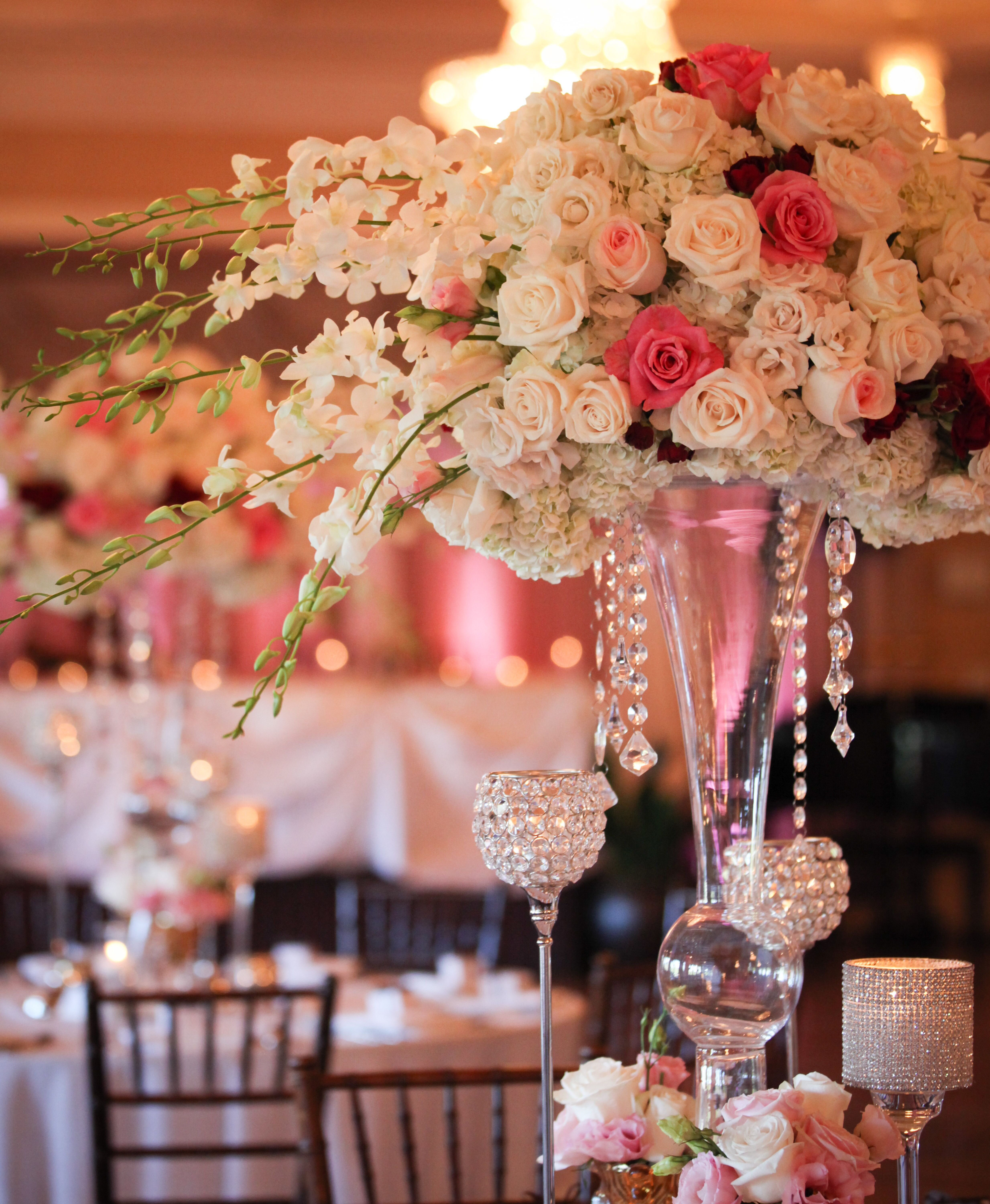 Crystal-Draped Centerpieces