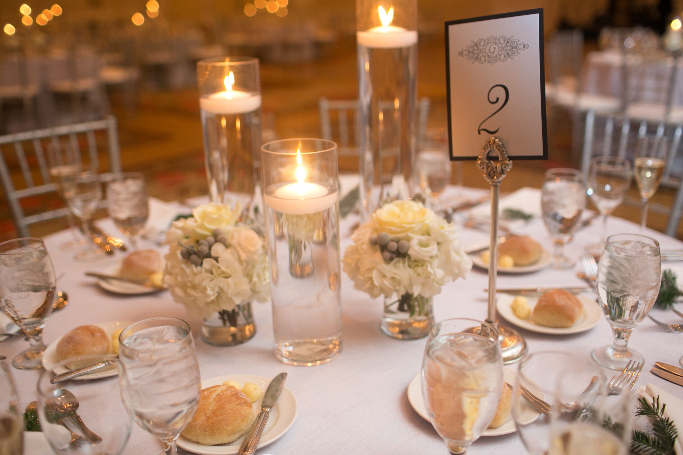 Floating candles shop wedding reception