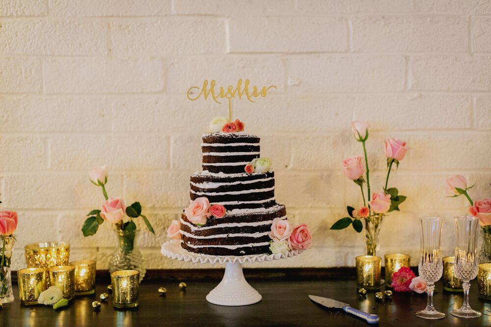 Naked Cake With Gold Topper