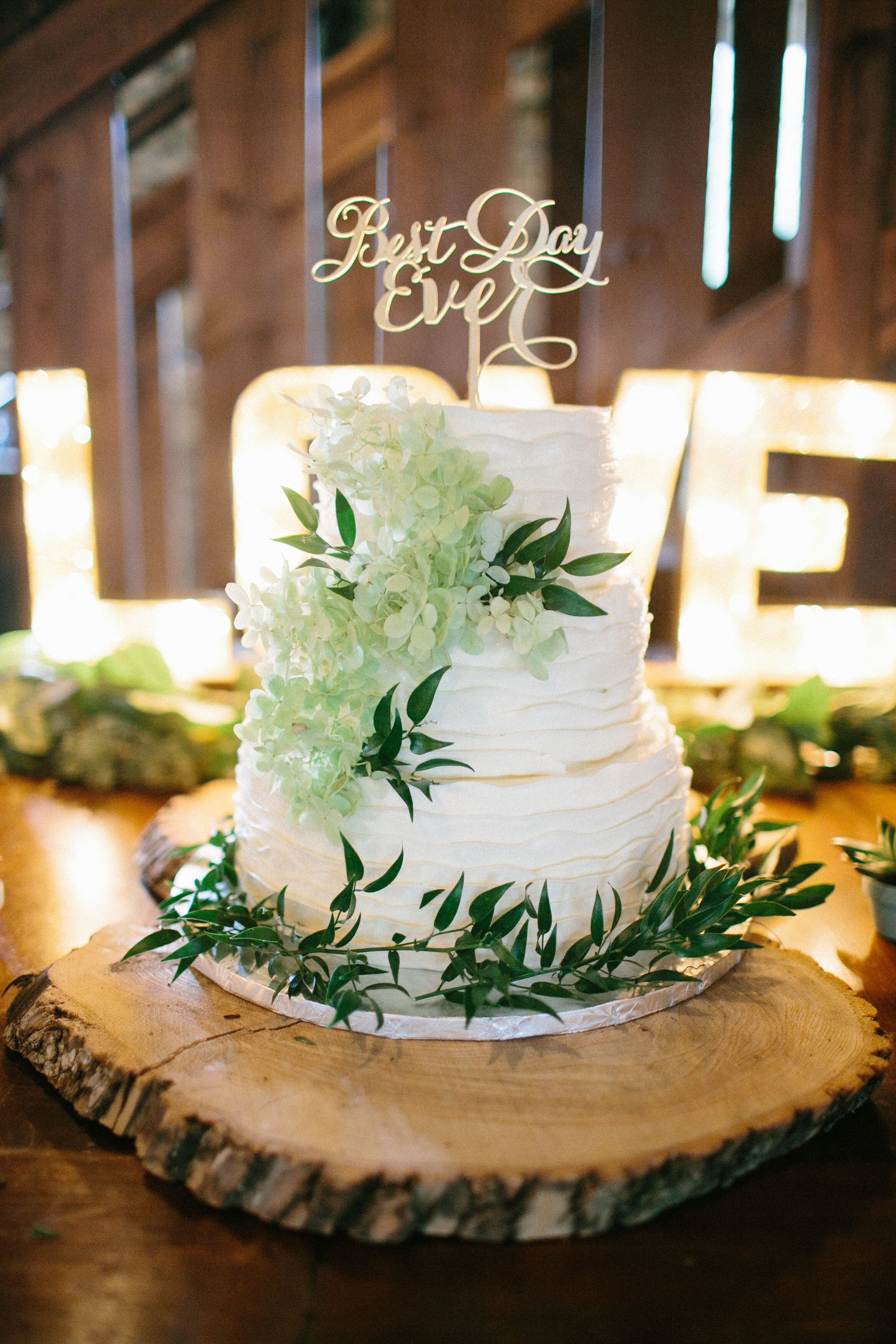 White Cake With Green Flowers