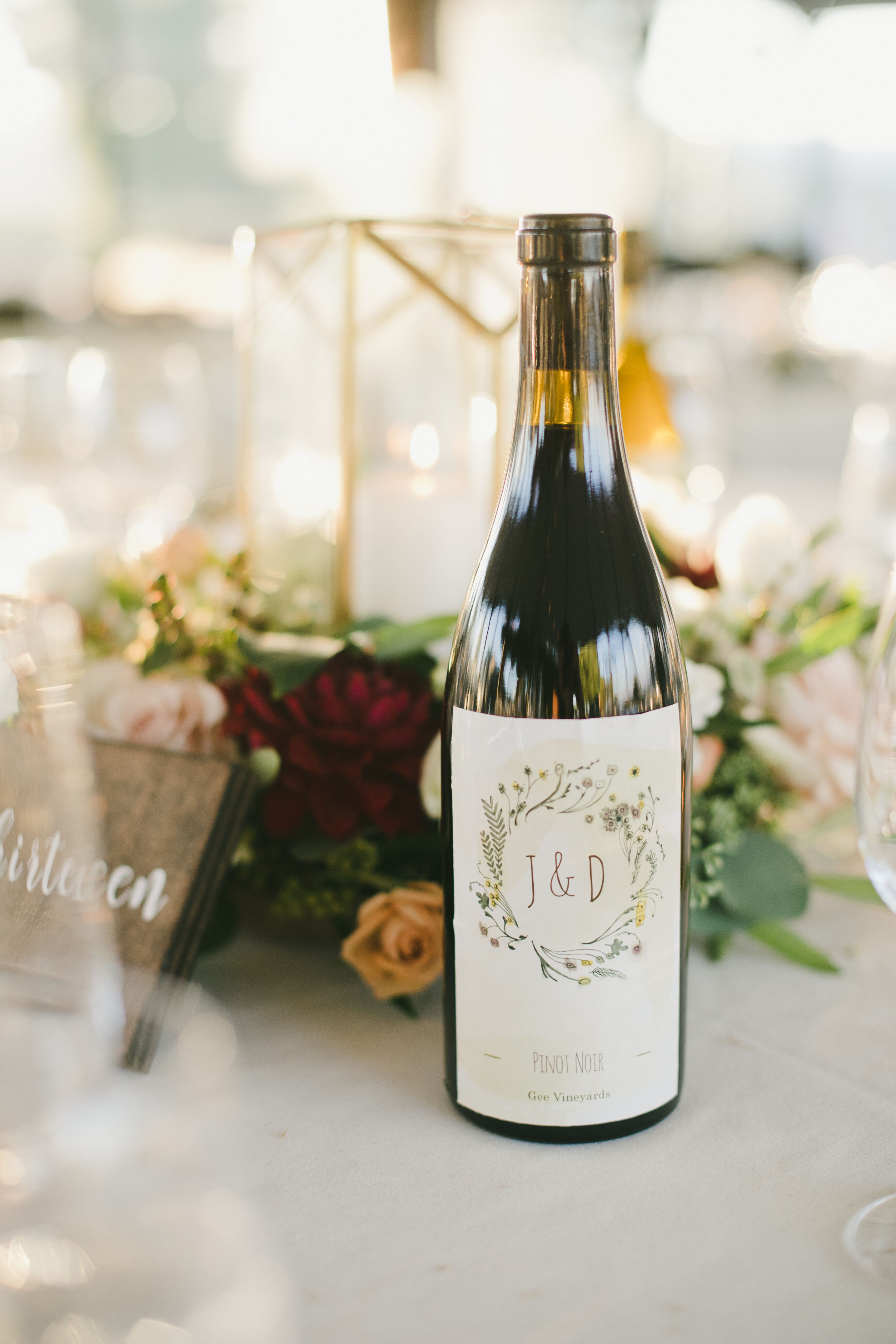 Wine Bottles with Monogrammed Labels