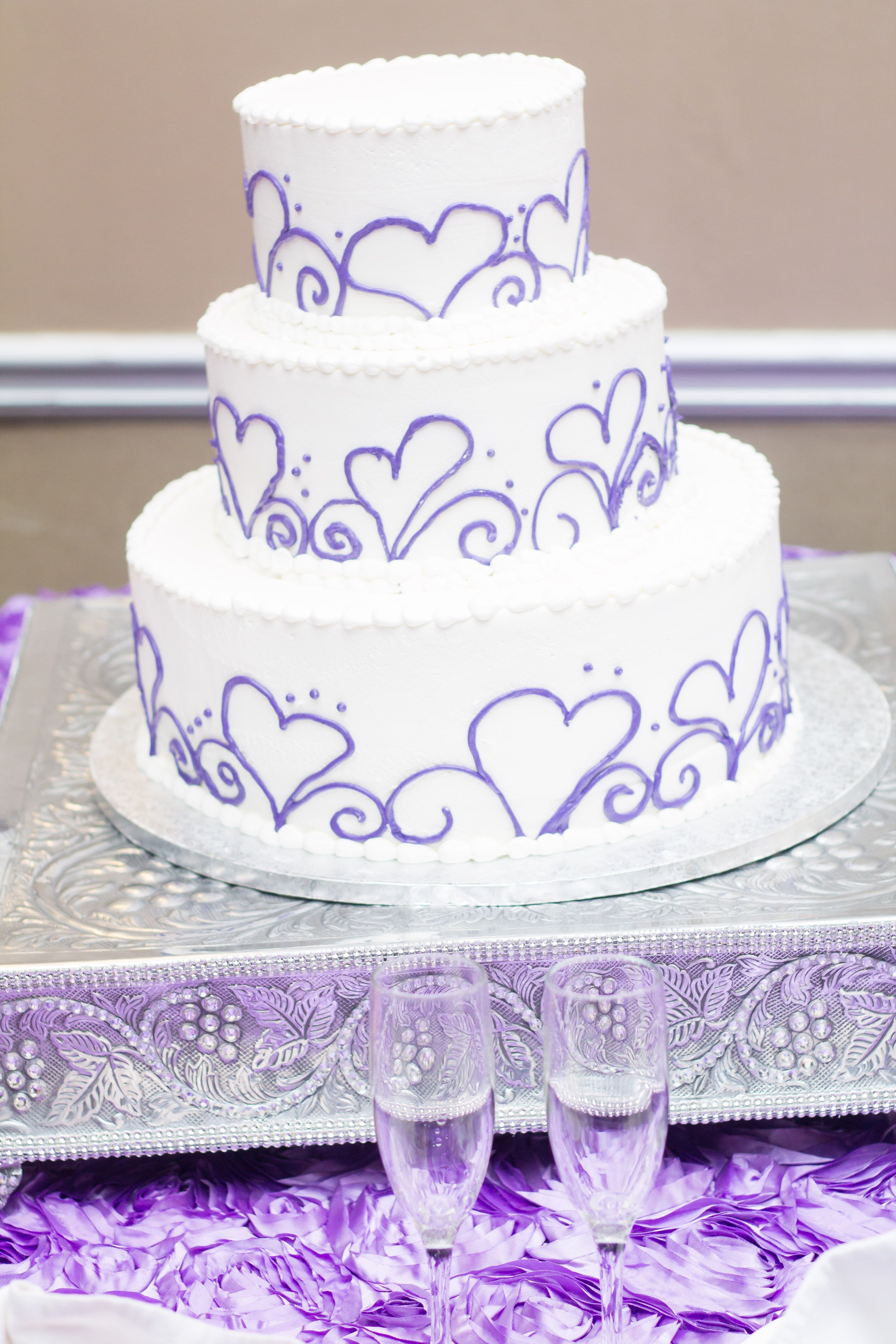 Buttercream Cake With Purple Heart Accents