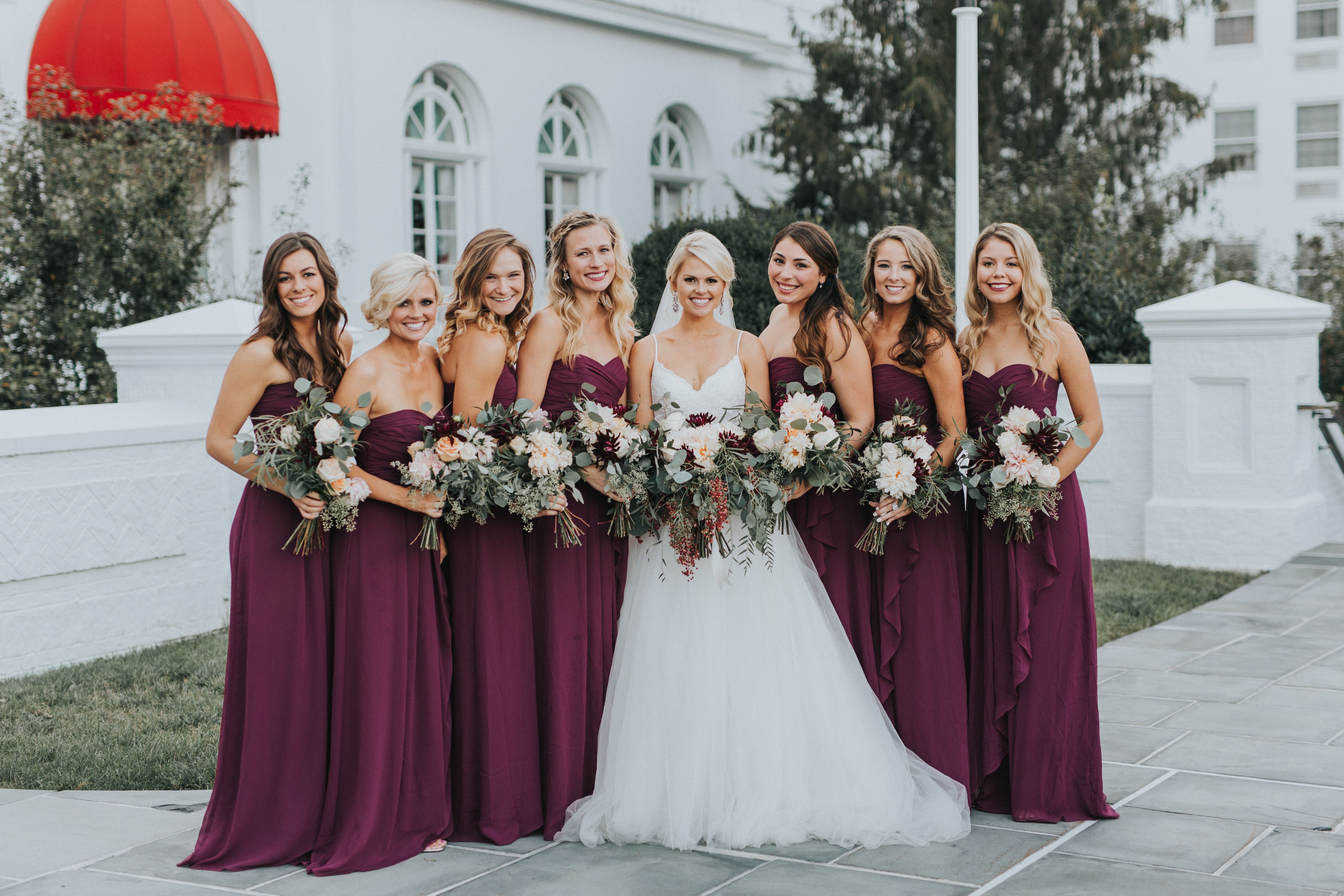 Marsala-Colored Bridesmaid Dresses