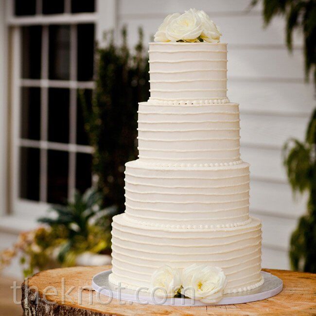 White Buttercream Wedding  Cake 