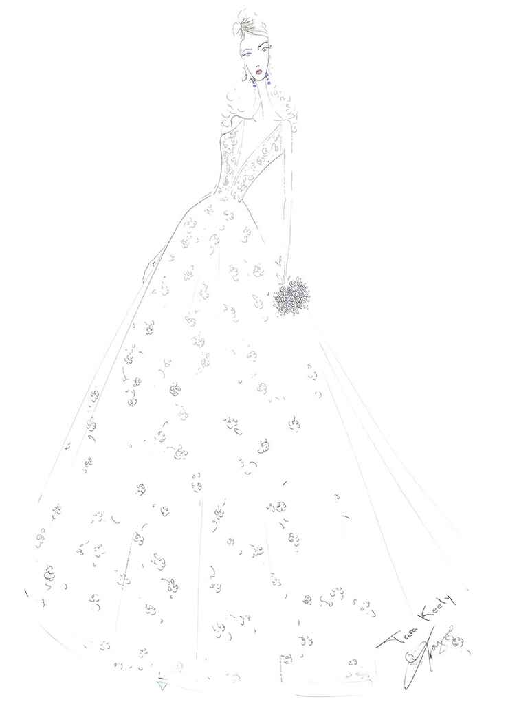 Exclusive Wedding Dress Sketches by Designers Hayley Paige, Lazaro and