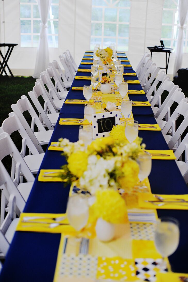 Navy and Yellow Reception Decor