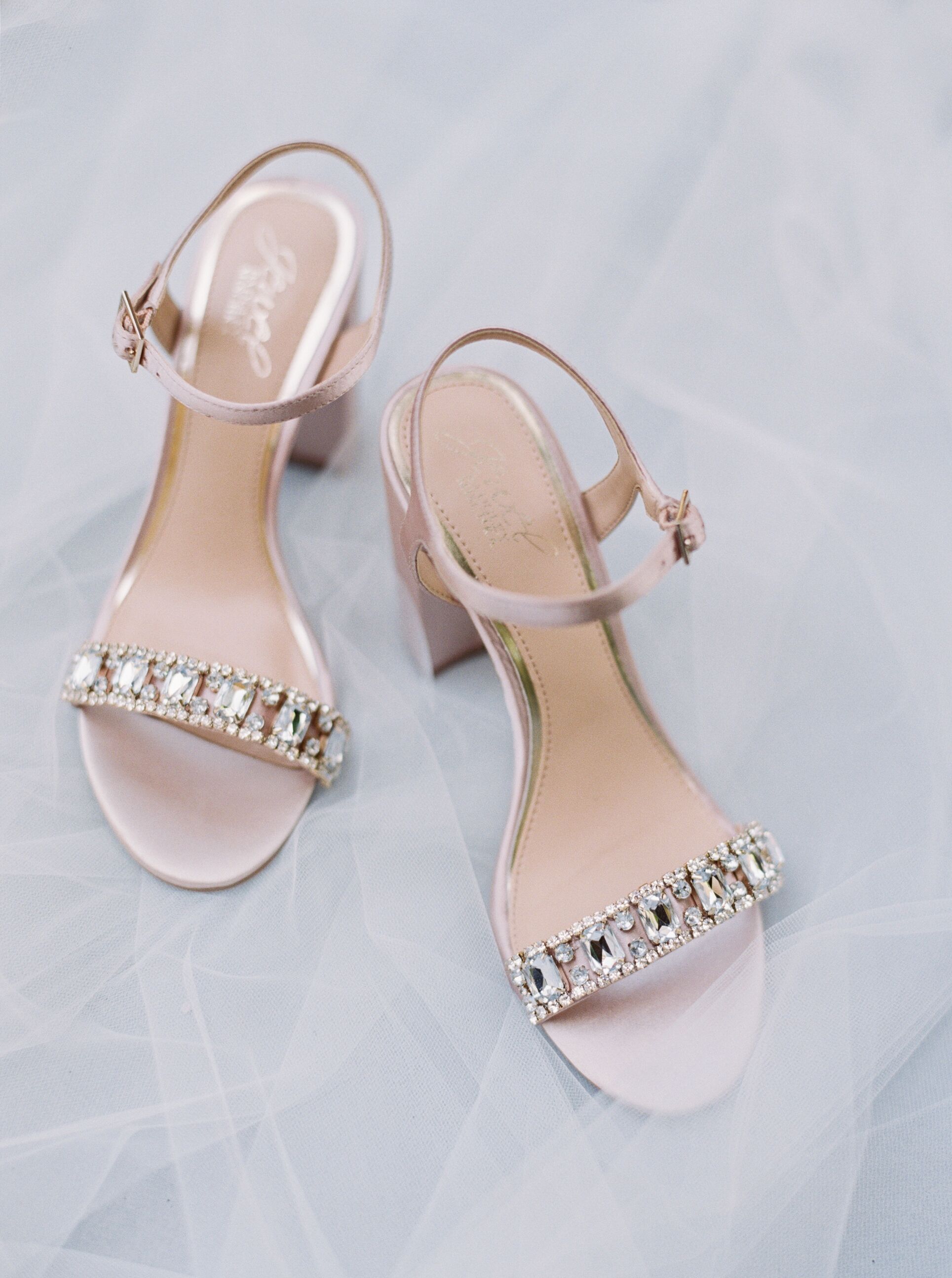 Blush, Crystal-Embellished Block Heels