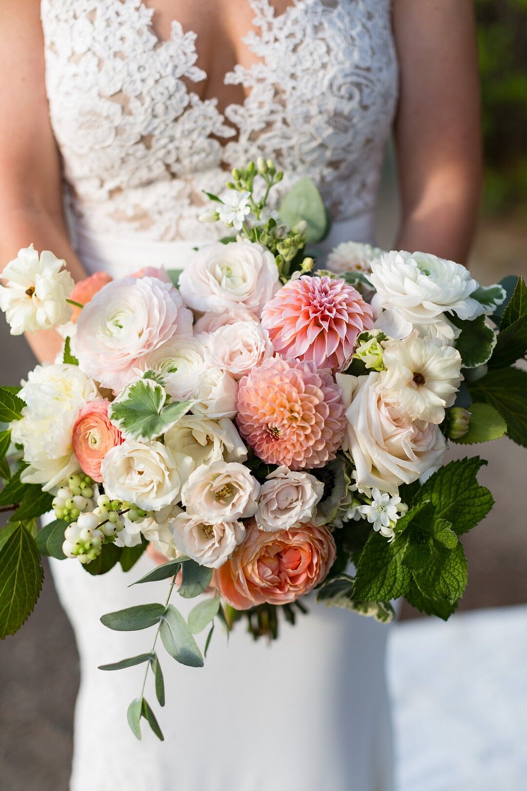 Classic Pink Bouquet with Roses and Dahlias