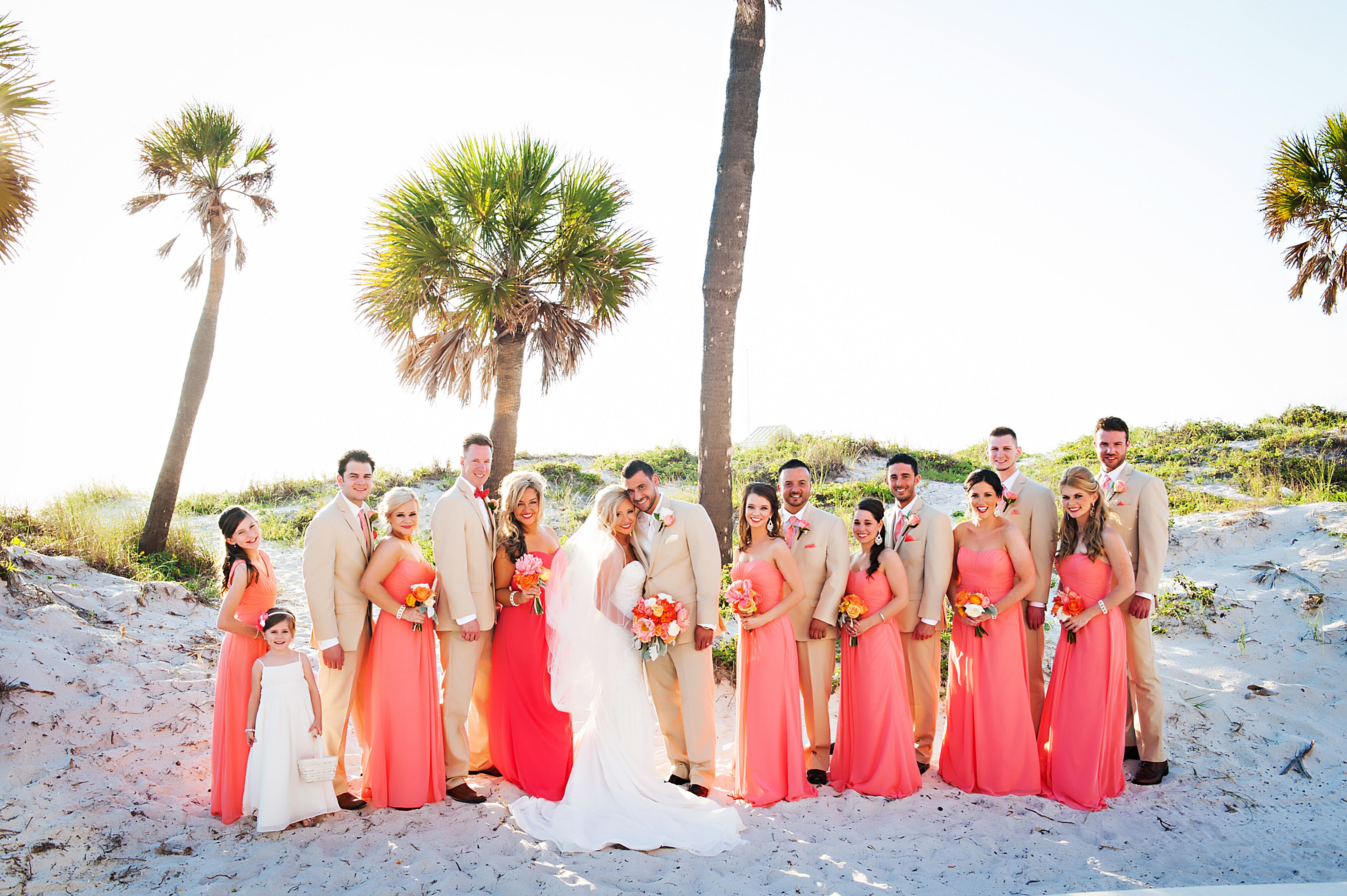 coral bridesmaid dresses for beach wedding