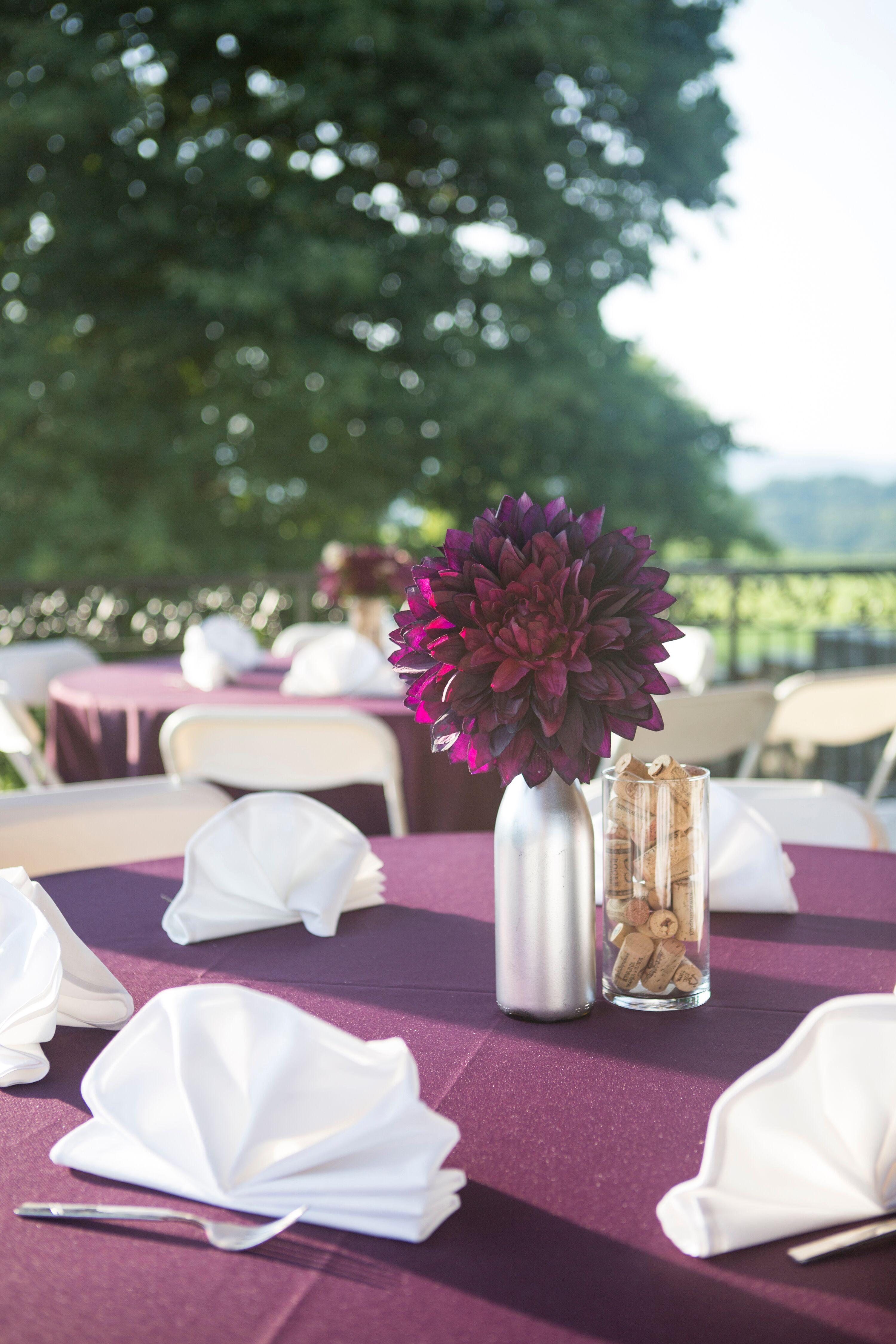 Purple And White Wedding Reception With Diy Silver Accents