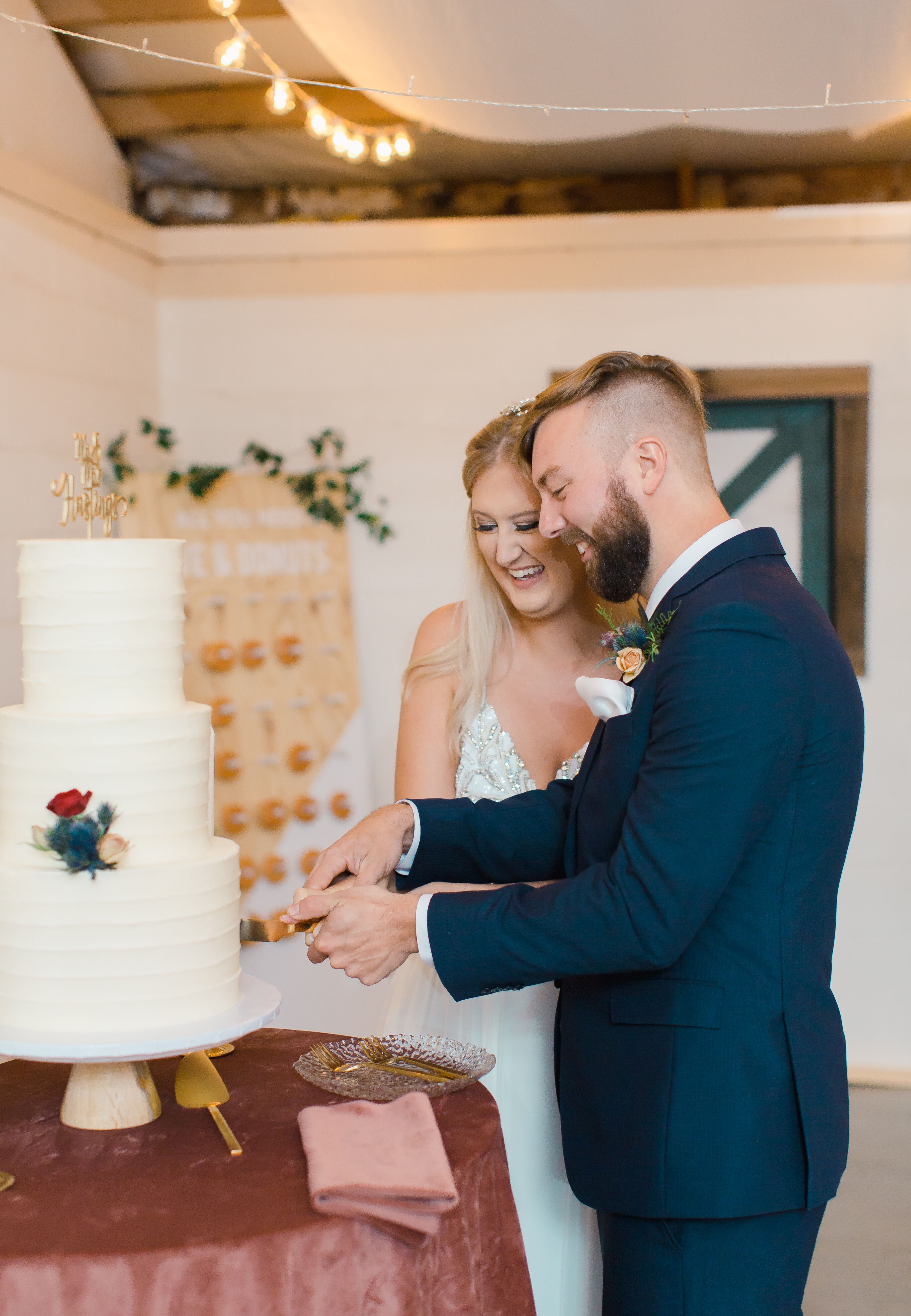 Traditional Cake Cutting with Tiered Wedding Cake