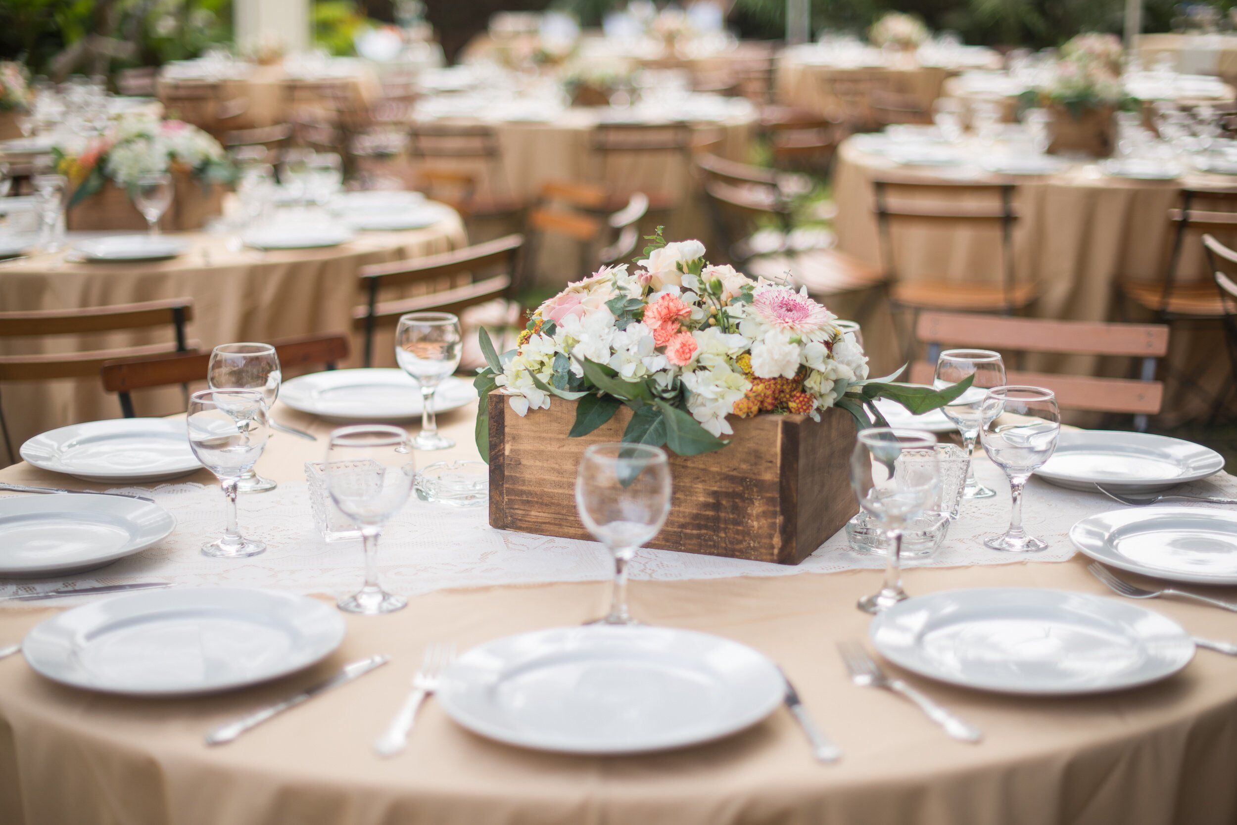 Rustic Wooden Planter Box Centerpieces