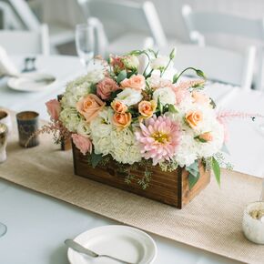 Romantic Peach and Gray Wedding Party