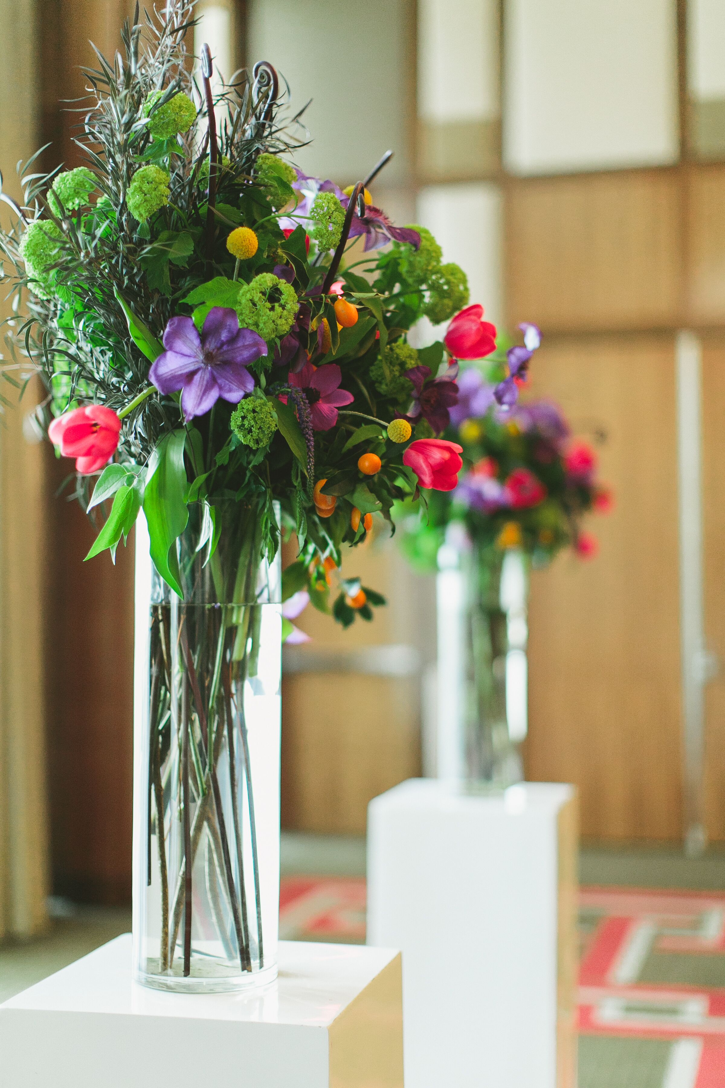 Colorful Flower and Greenery Tall Arrangement