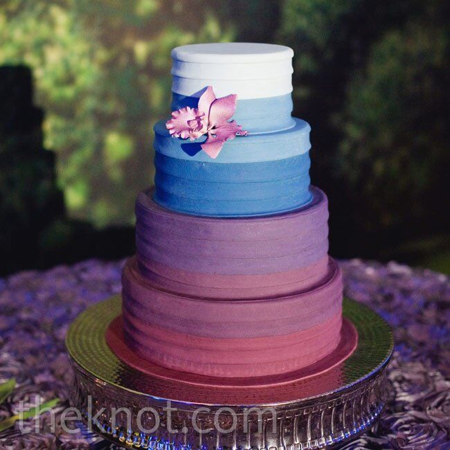 Blue and Purple Ombre Wedding Cake