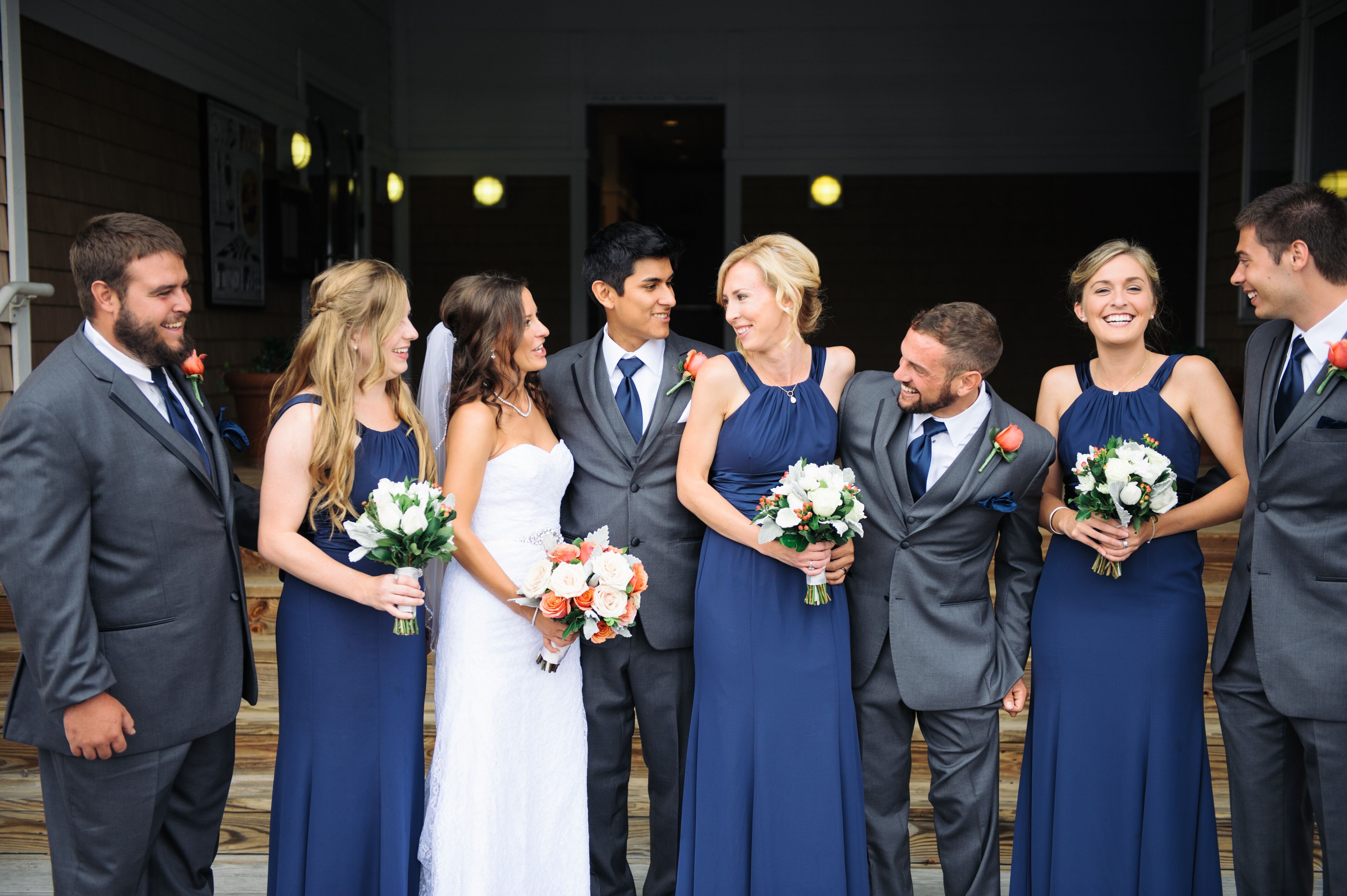 Grey and navy outlet wedding party