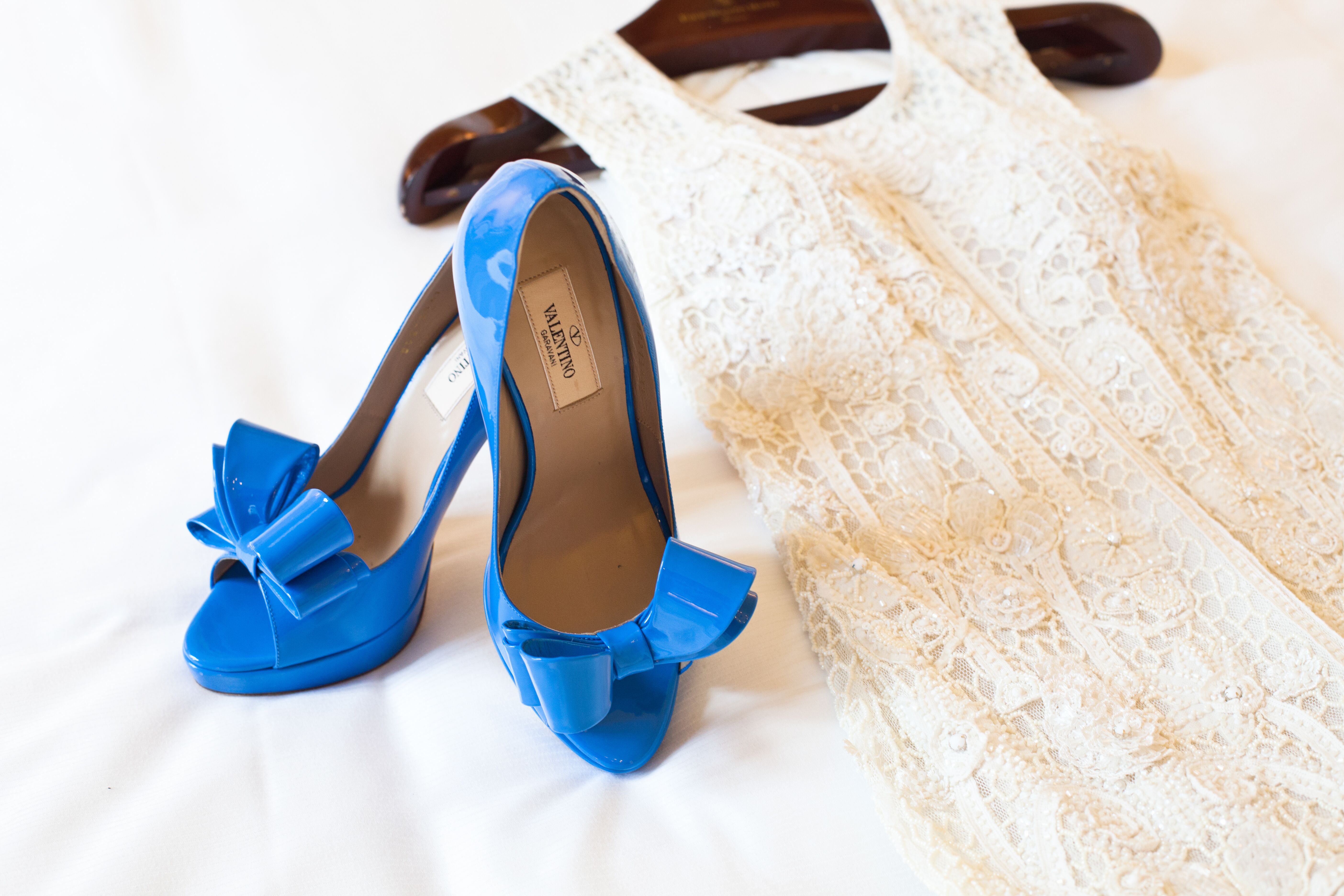 Blue Wedding Heels With Bows