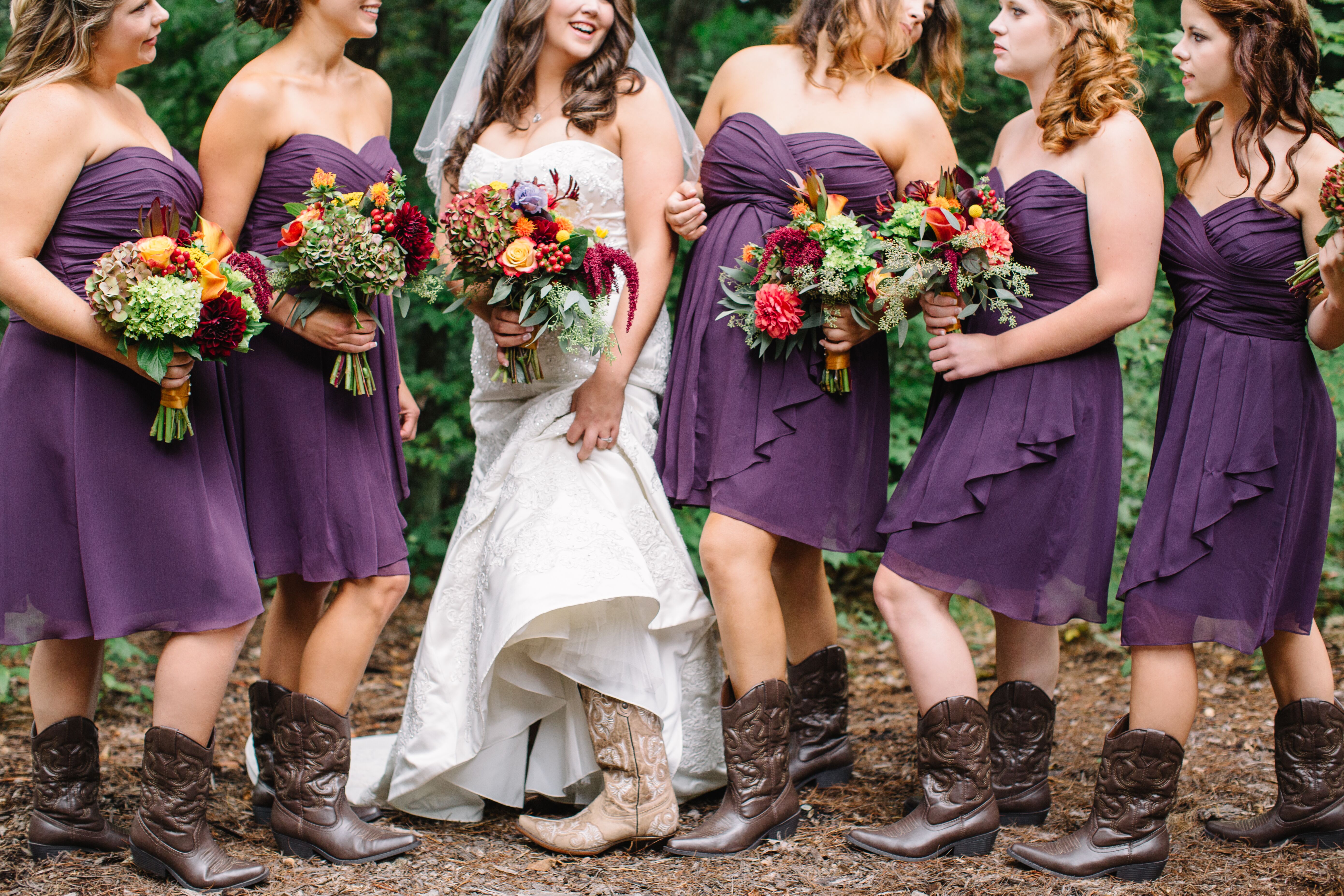 bridesmaids with cowgirl boots