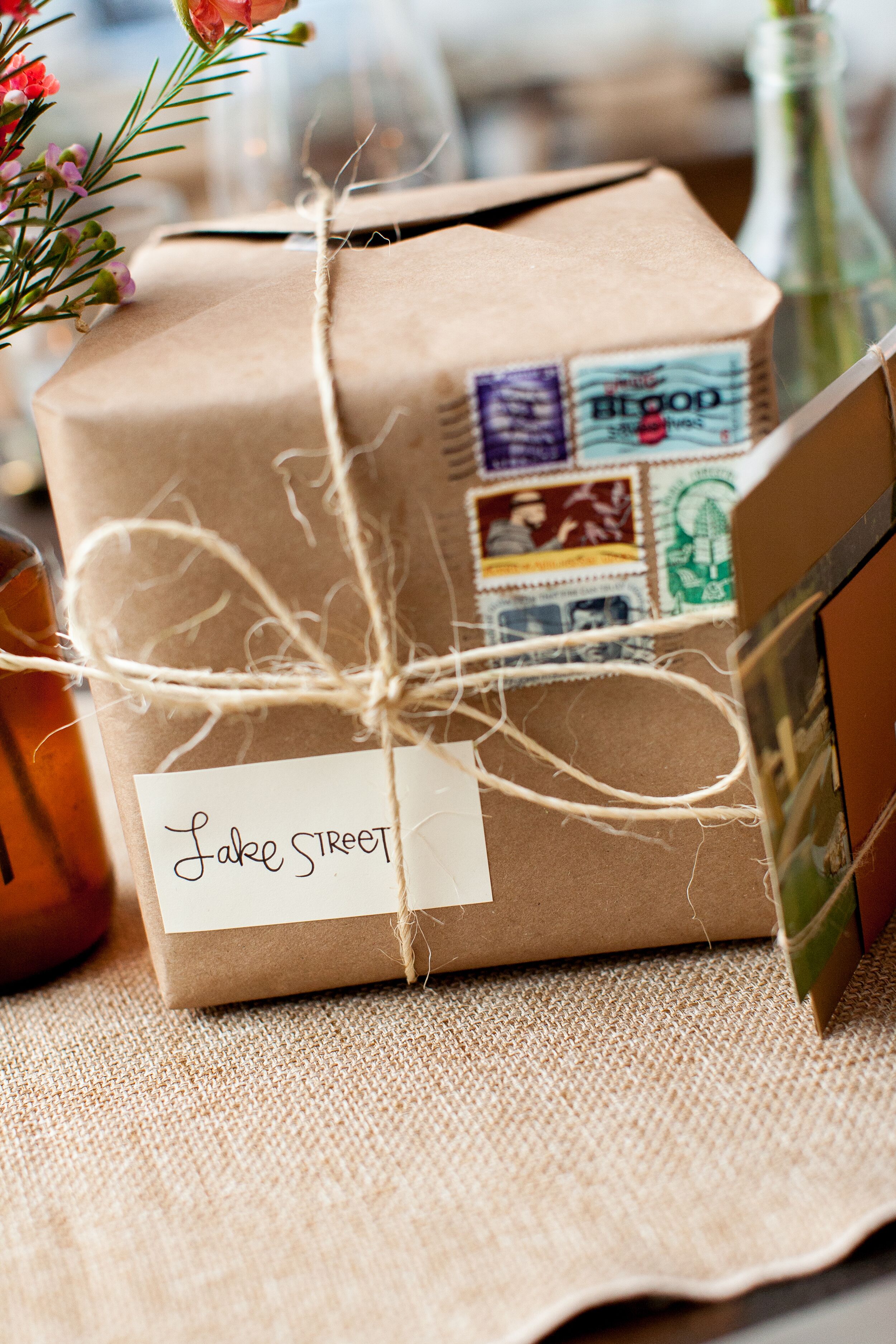 Kraft Paper-Wrapped Wedding Gift