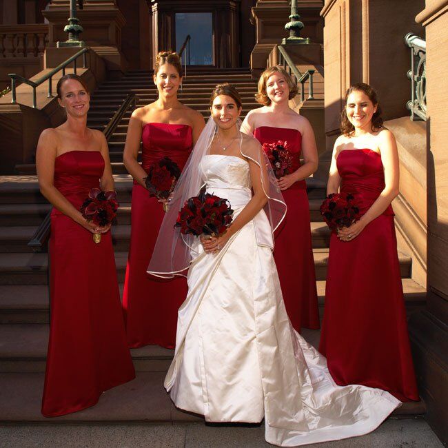 garnet red bridesmaid dresses