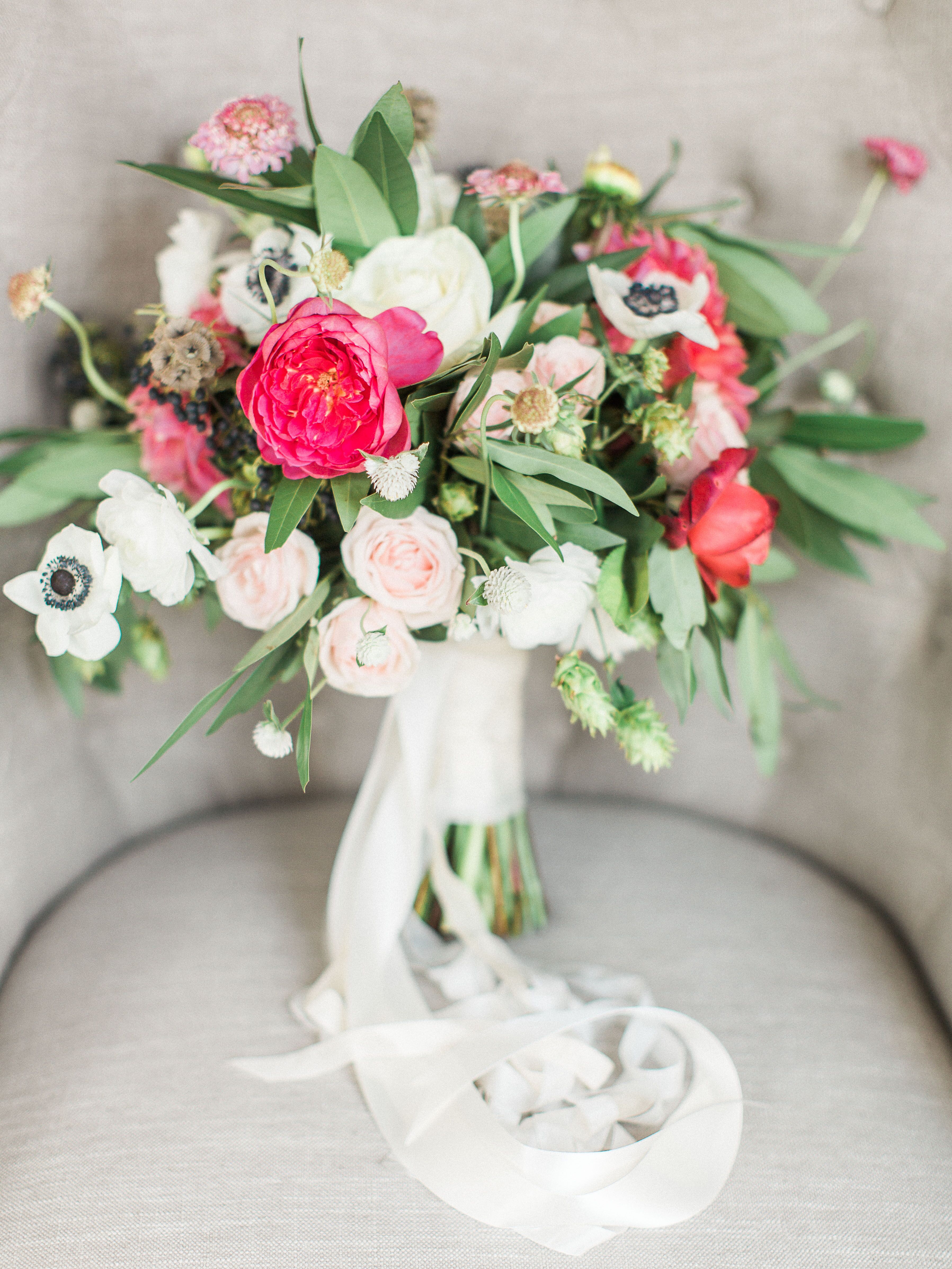 White Anemone Bouquet With Pink Peonies Anemone Bouquet Pink, Anemone