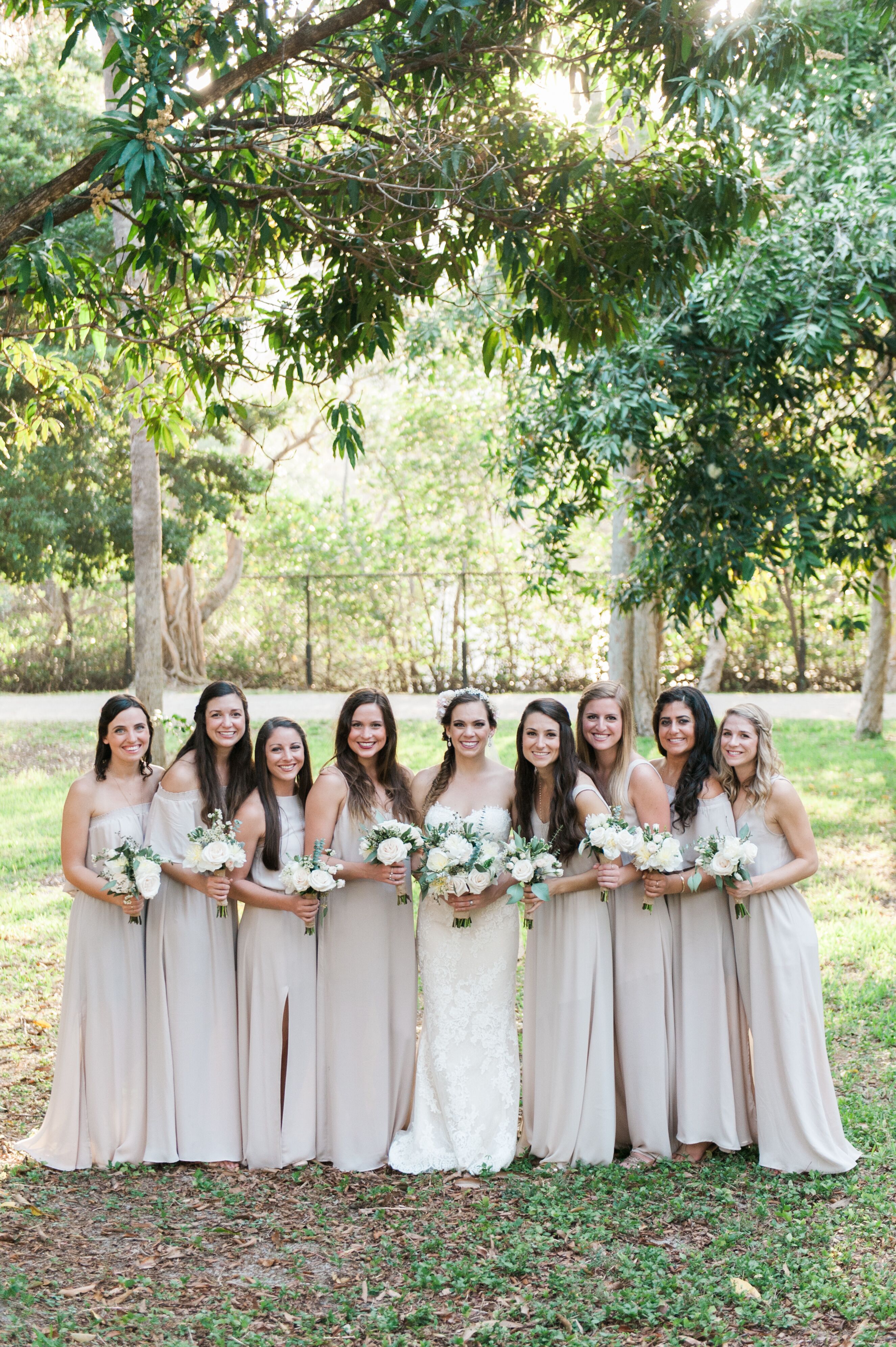 Taupe boho hot sale bridesmaid dresses