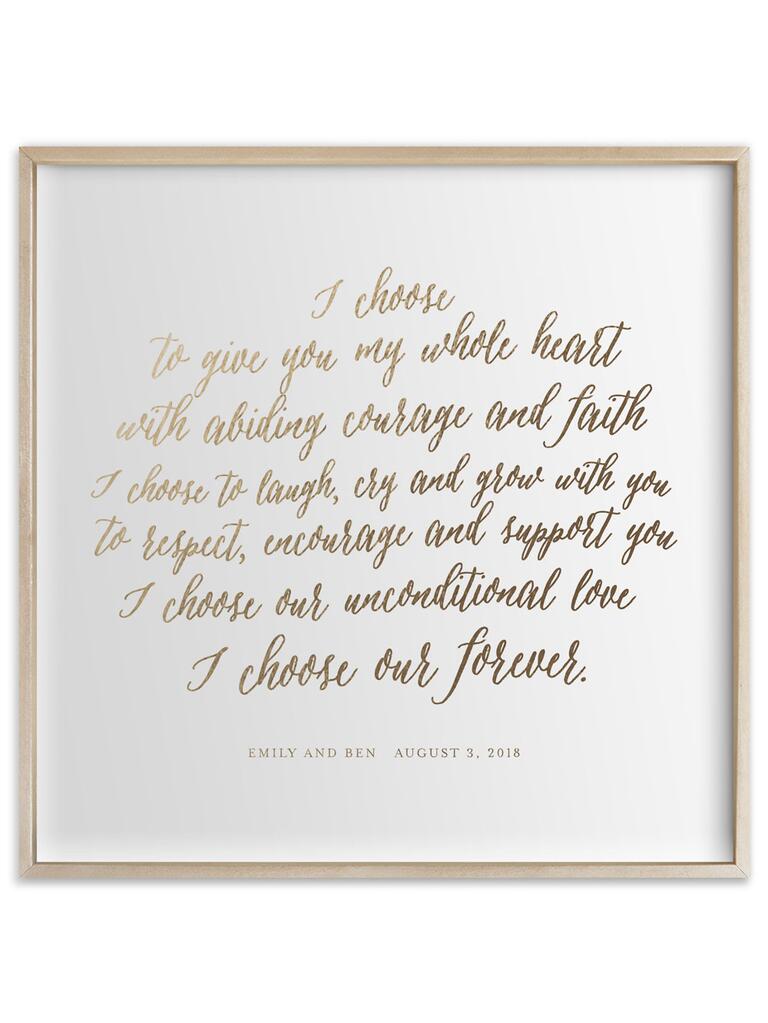 wedding vow print romantic anniversary gift for wife