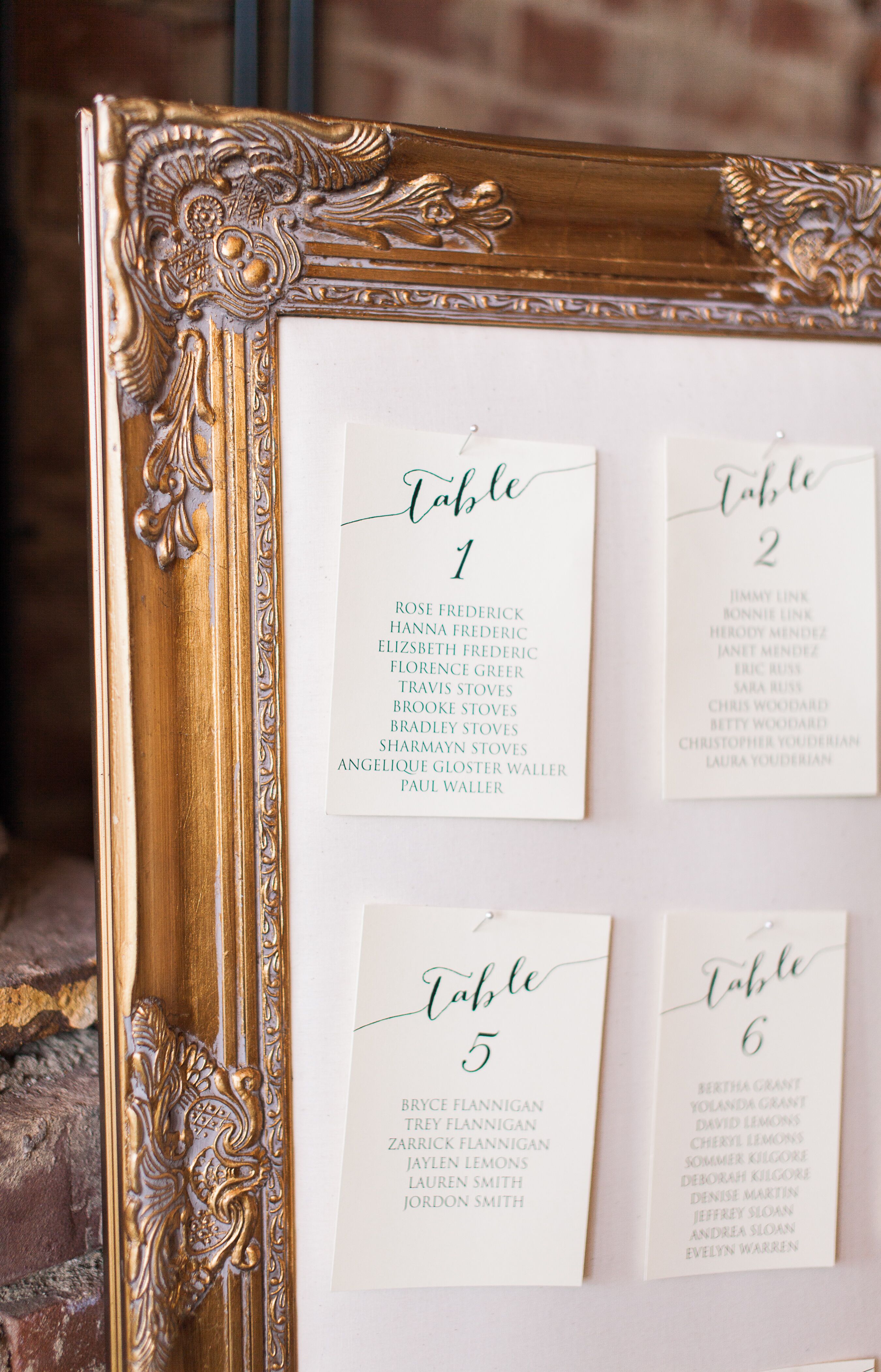 Vintage GoldFramed Seating Chart